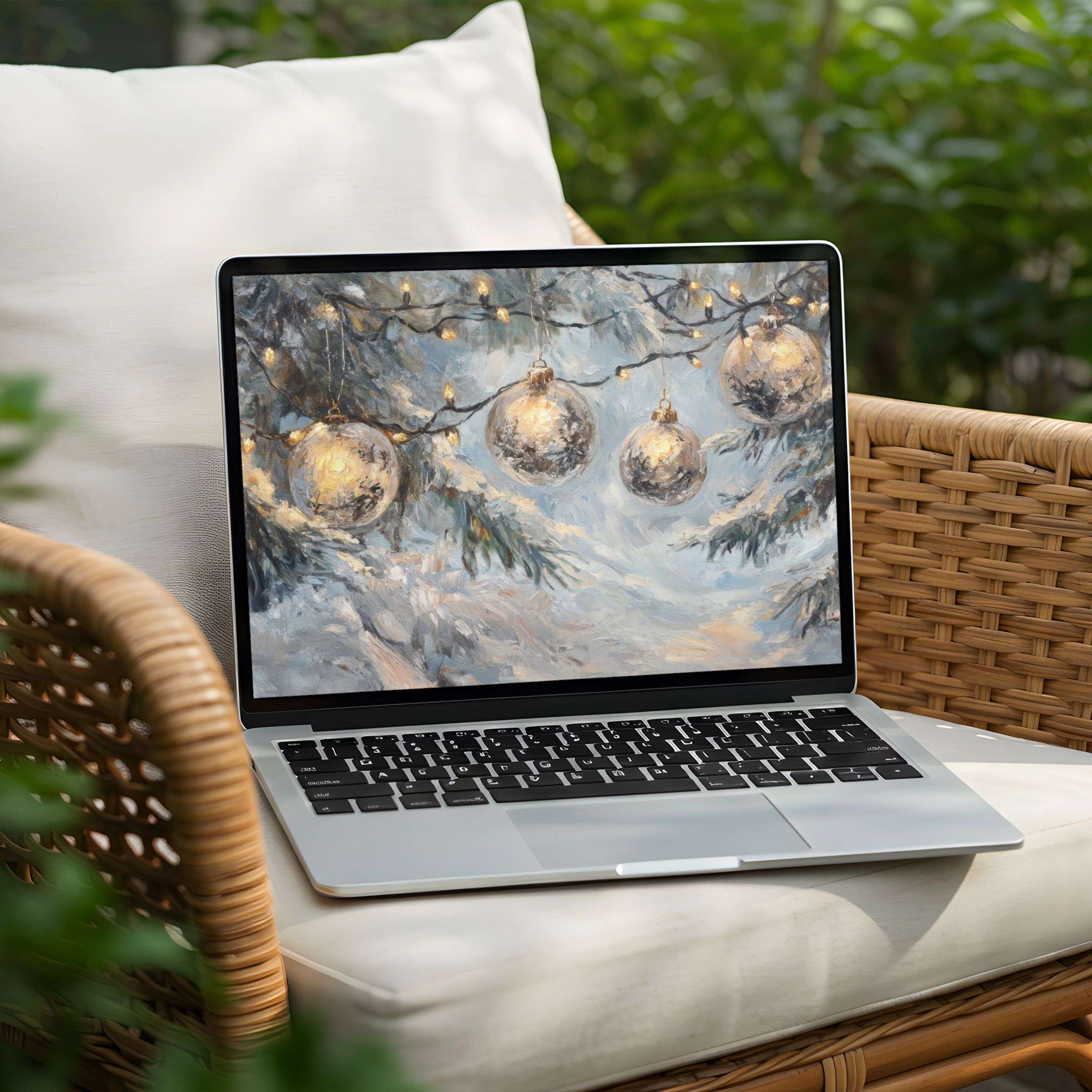 Elegant winter desktop background for PC or Laptop, perfect for instant download to inspire calm and mindfulness in your space