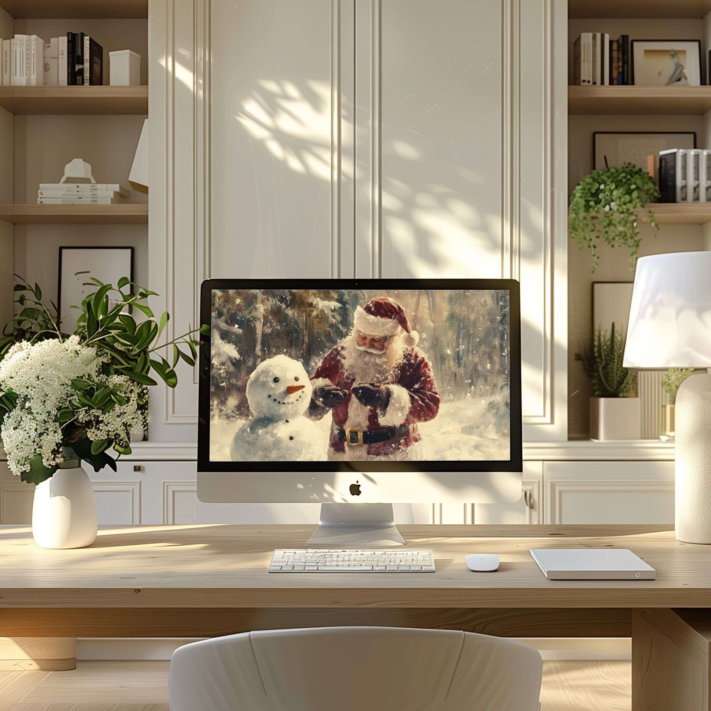 Elegant winter-themed wallpaper for computer inspiring calm and creativity fits PC laptop ultrawide digital download home office