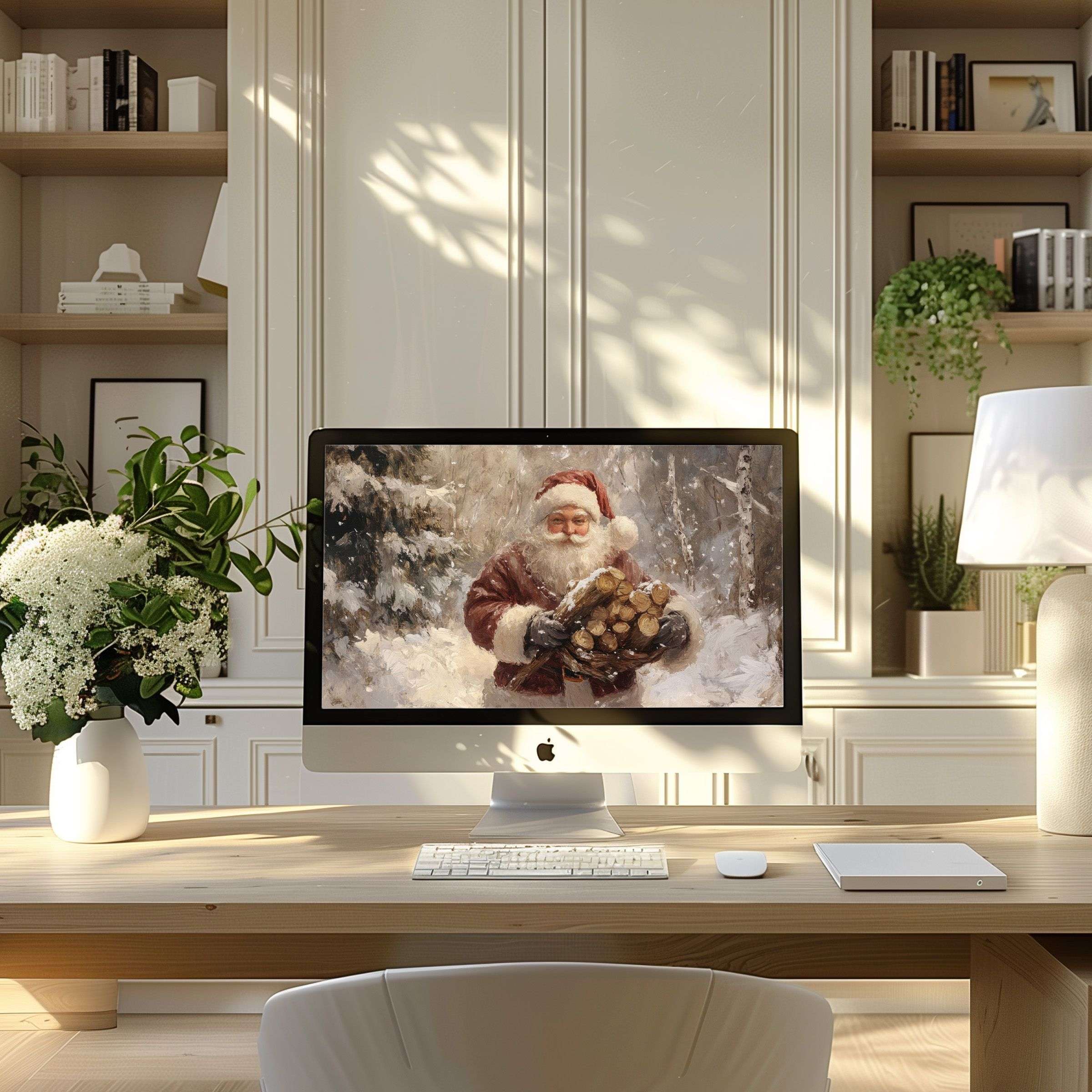 Inspire calm and elegance with a festive digital art wallpaper for computer ideal for PC and laptop home office settings