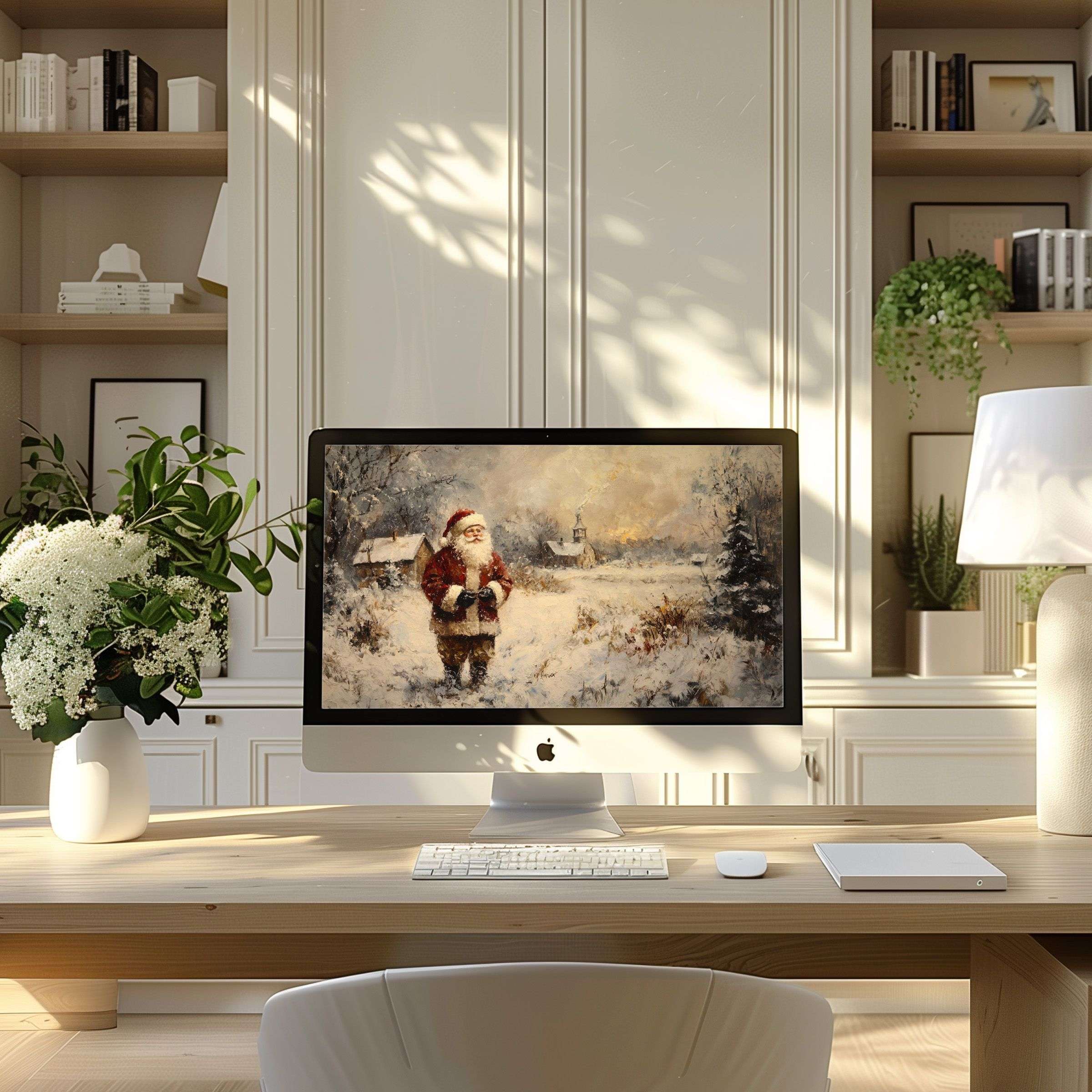 Serene digital art wallpaper for computer featuring winter scene inspires calm elegance for modern PC or laptop workspace download