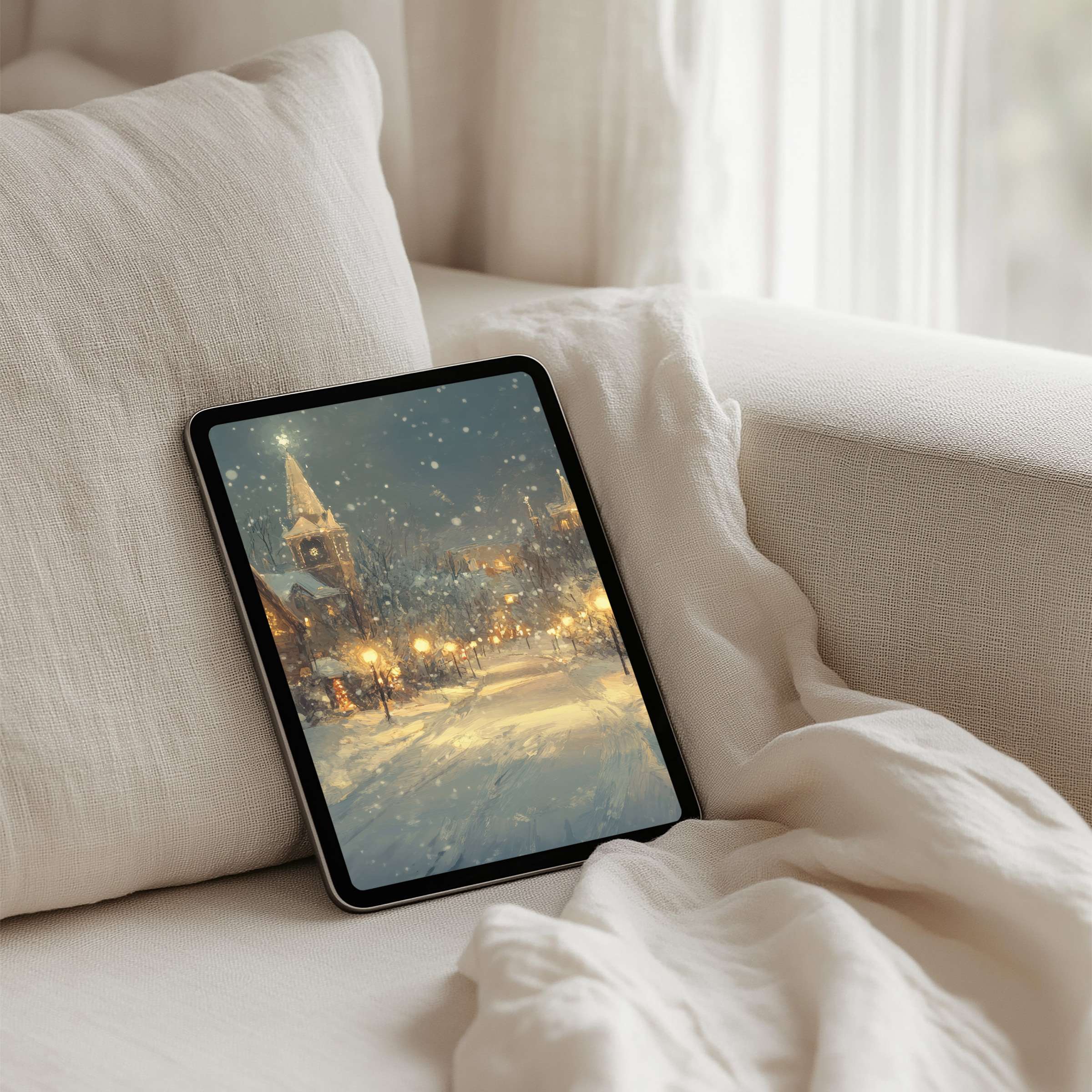 Tranquil winter scene iPad background for instant download brings calm elegance to your tablet, fitting iPad or Android perfectly