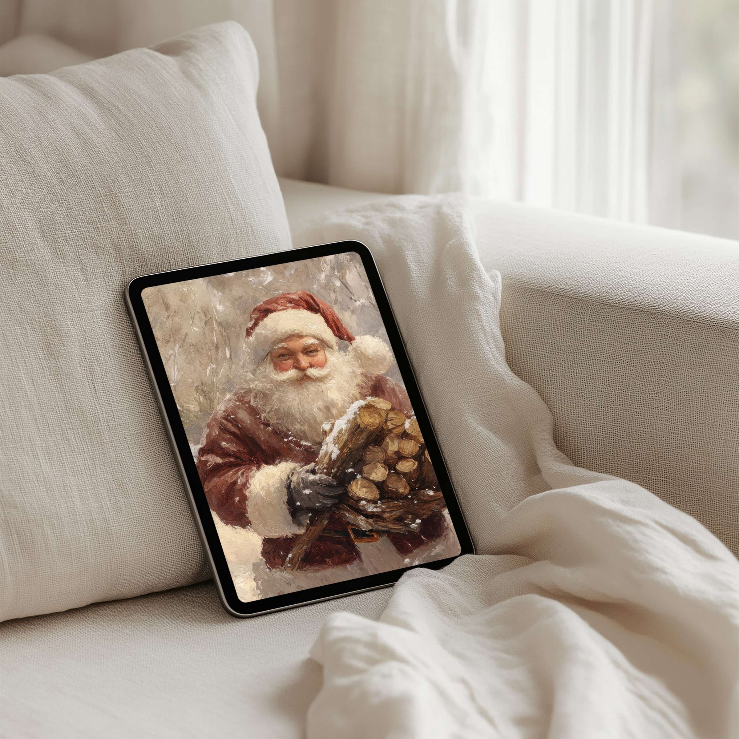Luxurious Christmas-themed iPad background for instant download invokes calm and elegance, ideal for any tablet device