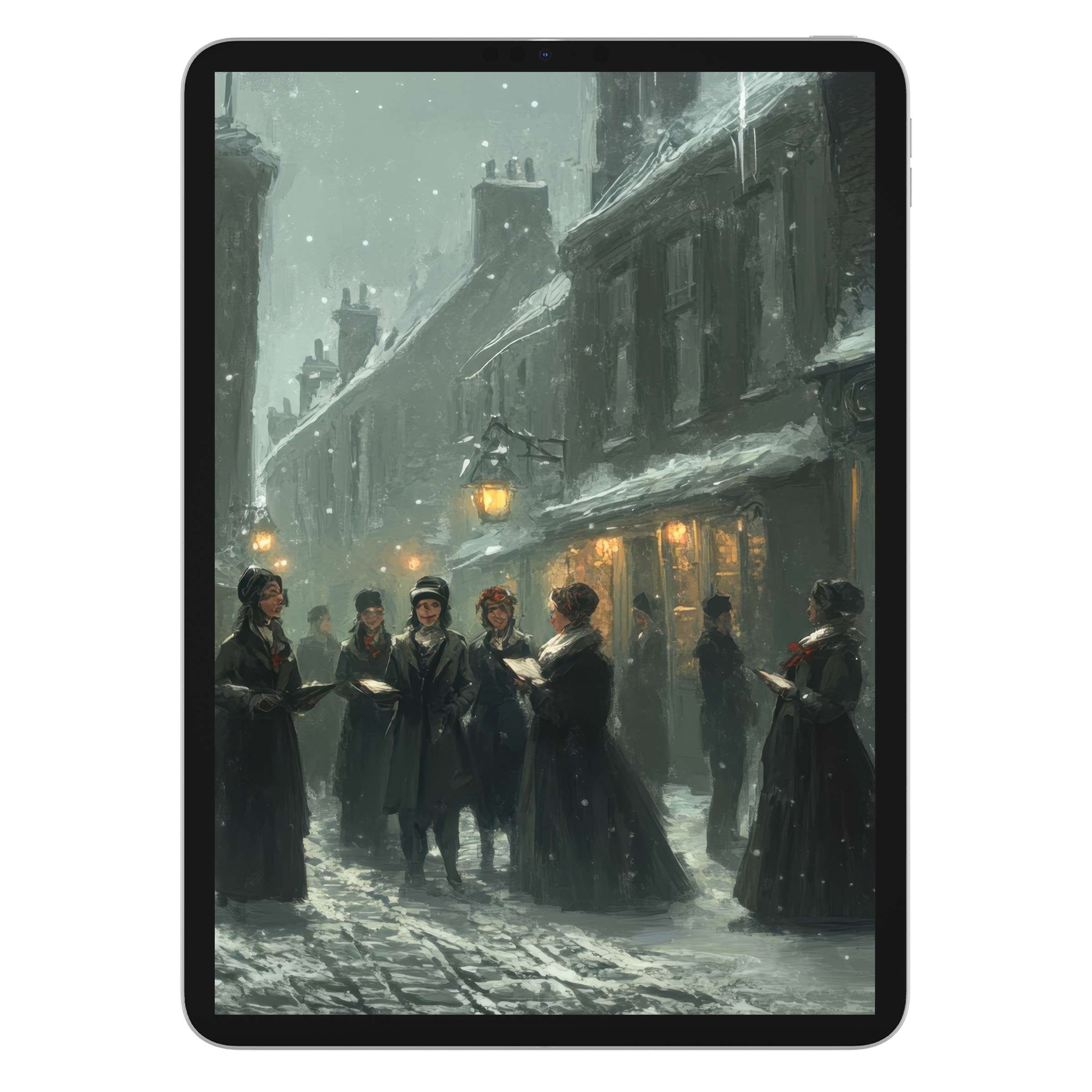 Vintage-inspired christmas iPad wallpaper in soothing hues offers an elegant digital download background for all tablets