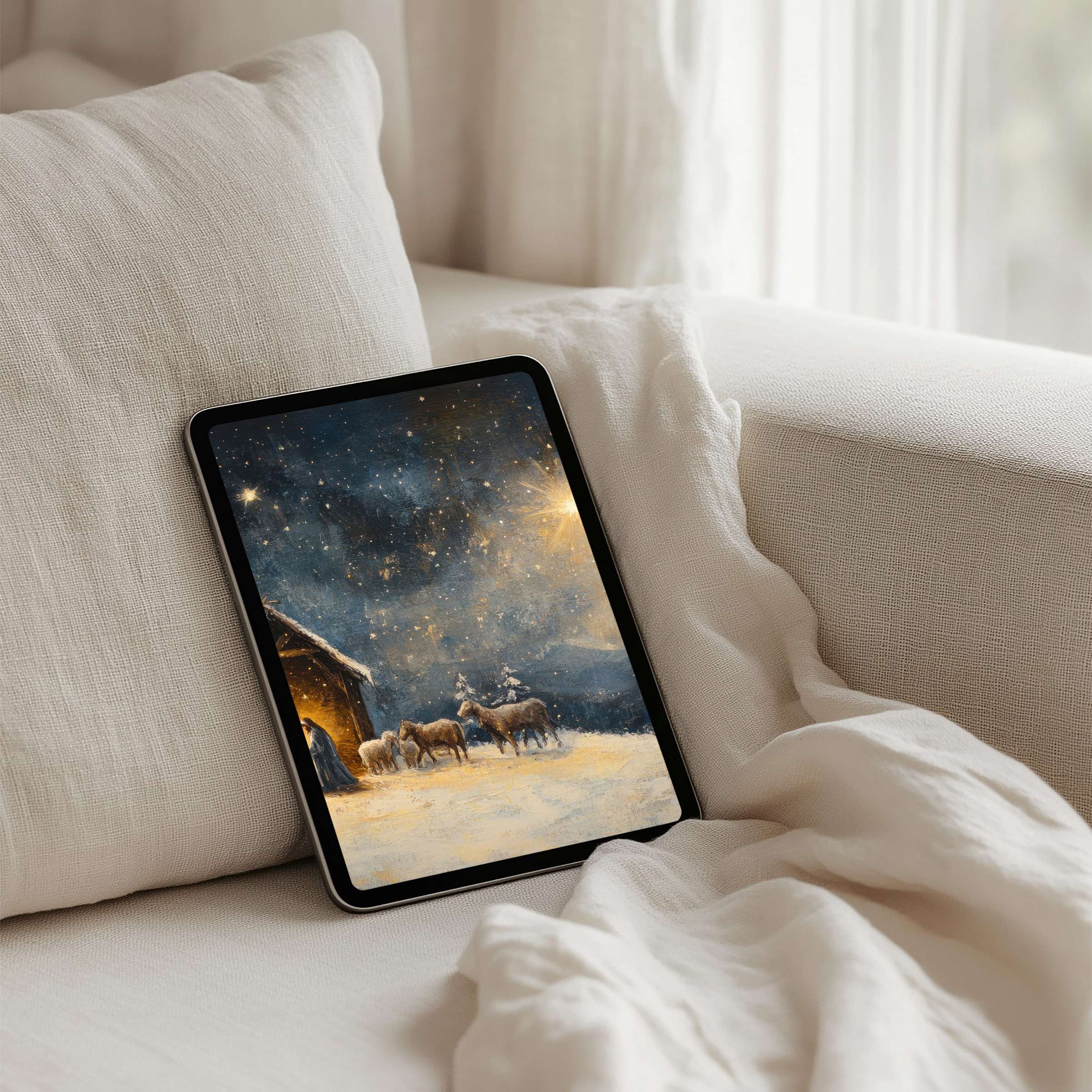 Elegant iPad background with calming starry night scene available for instant download perfect for any tablet user seeking inspiration
