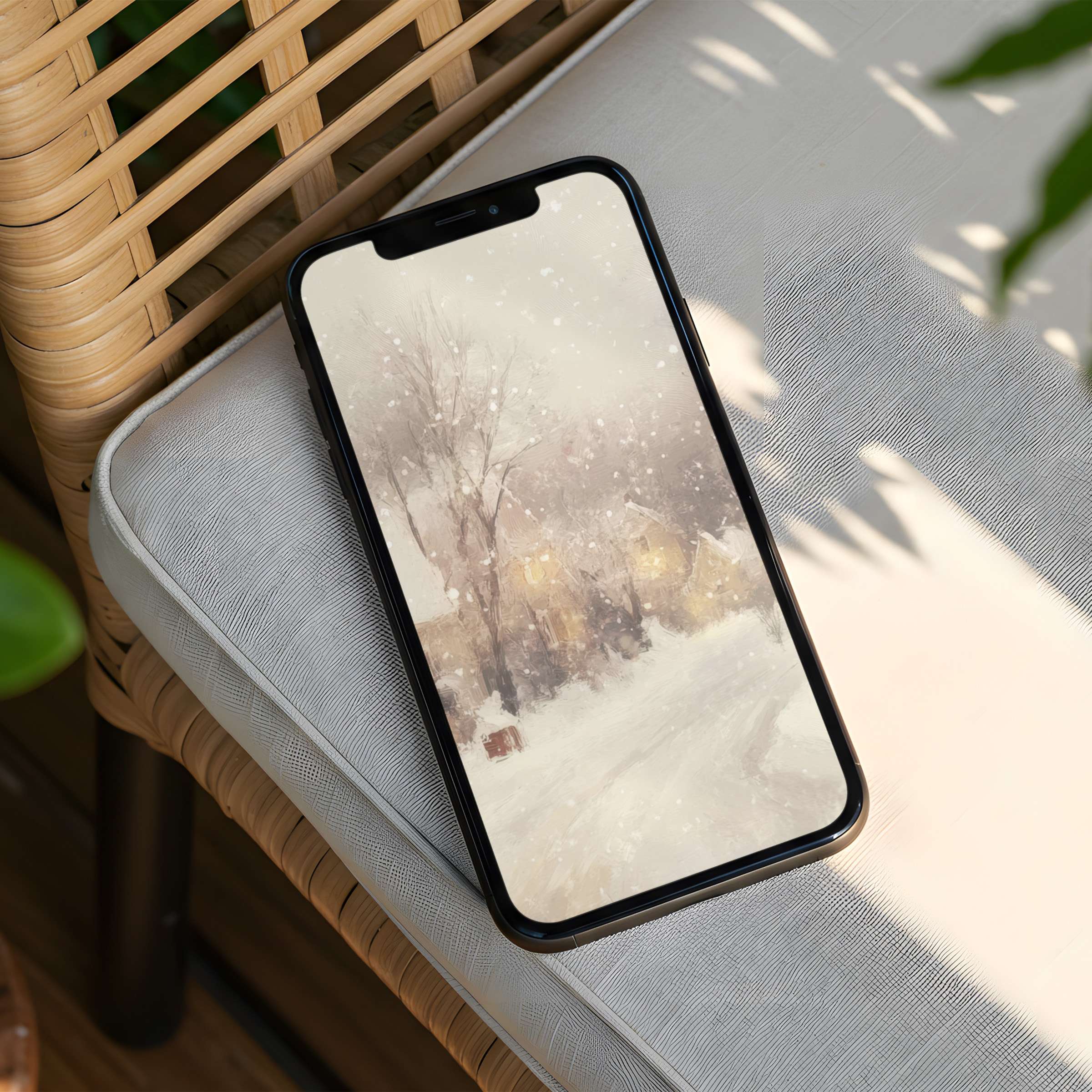 Cozy winter scene iPhone background for instant download brings calm elegance to your phone available for iPhone and Android users