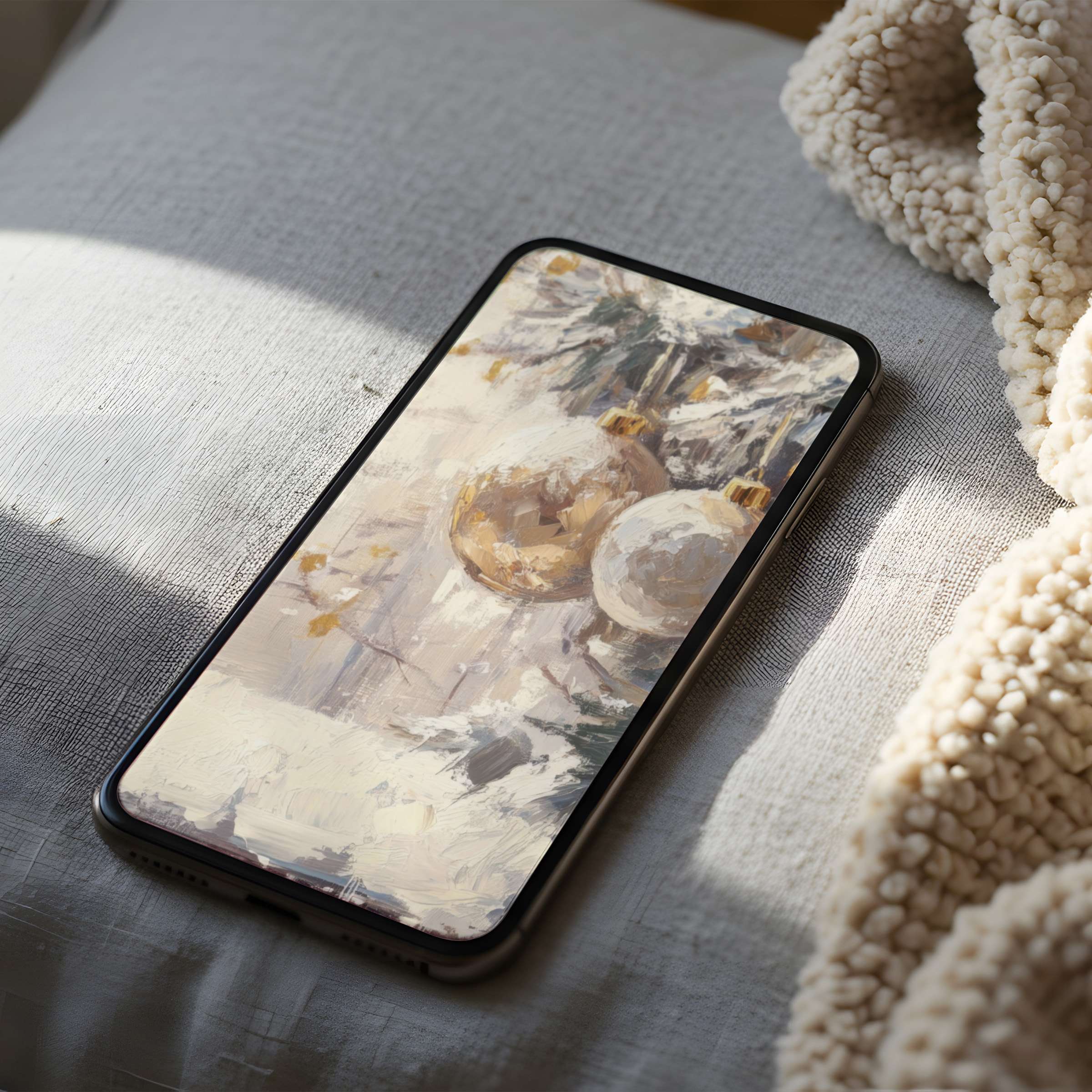 Cozy phone wallpaper featuring elegant abstract ornaments in soft hues, perfect high-resolution download for iPhone and Android devices