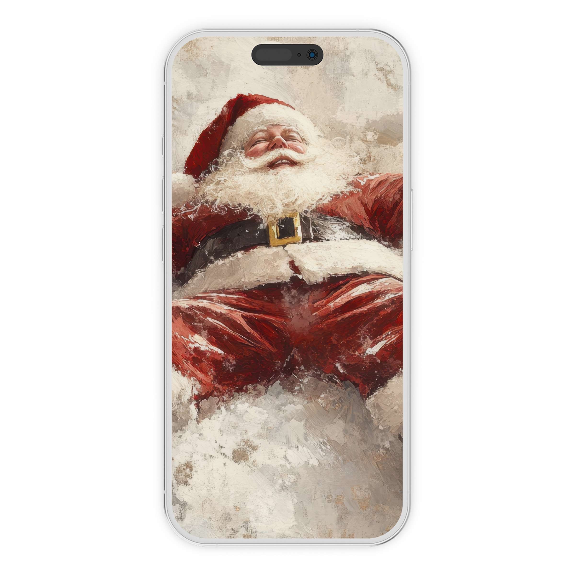 Warm and joyful Christmas iPhone wallpaper in painterly style offering serene digital download for phone backgrounds and holiday cheer