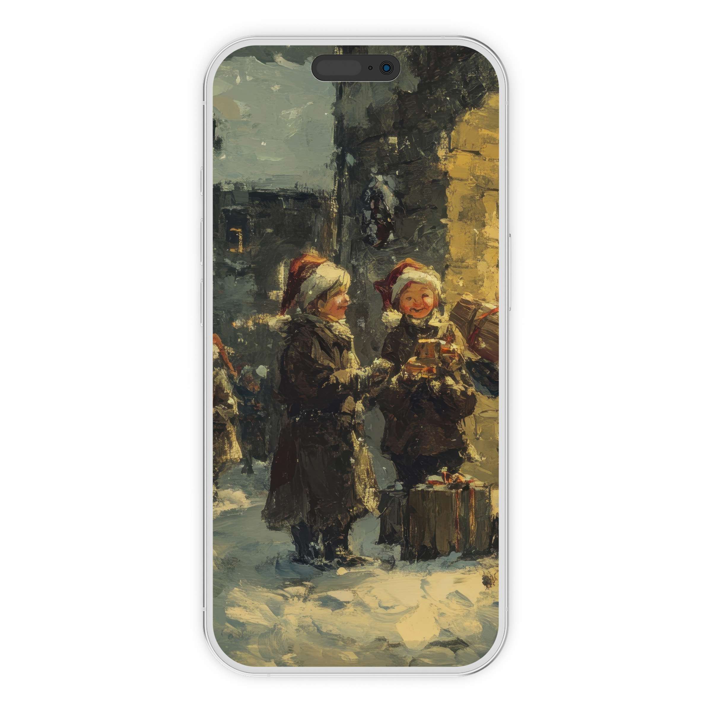 Charming christmas iPhone wallpaper with vintage hues evokes festive warmth in this digital download phone background perfect for any device