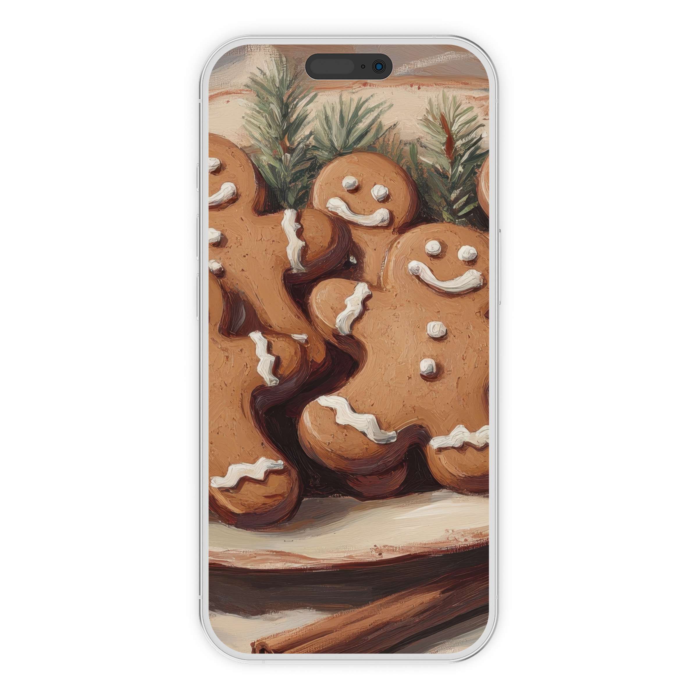 Gingerbread cookies bask in a cozy, festive atmosphere perfect for a christmas iPhone wallpaper digital download background phone charm