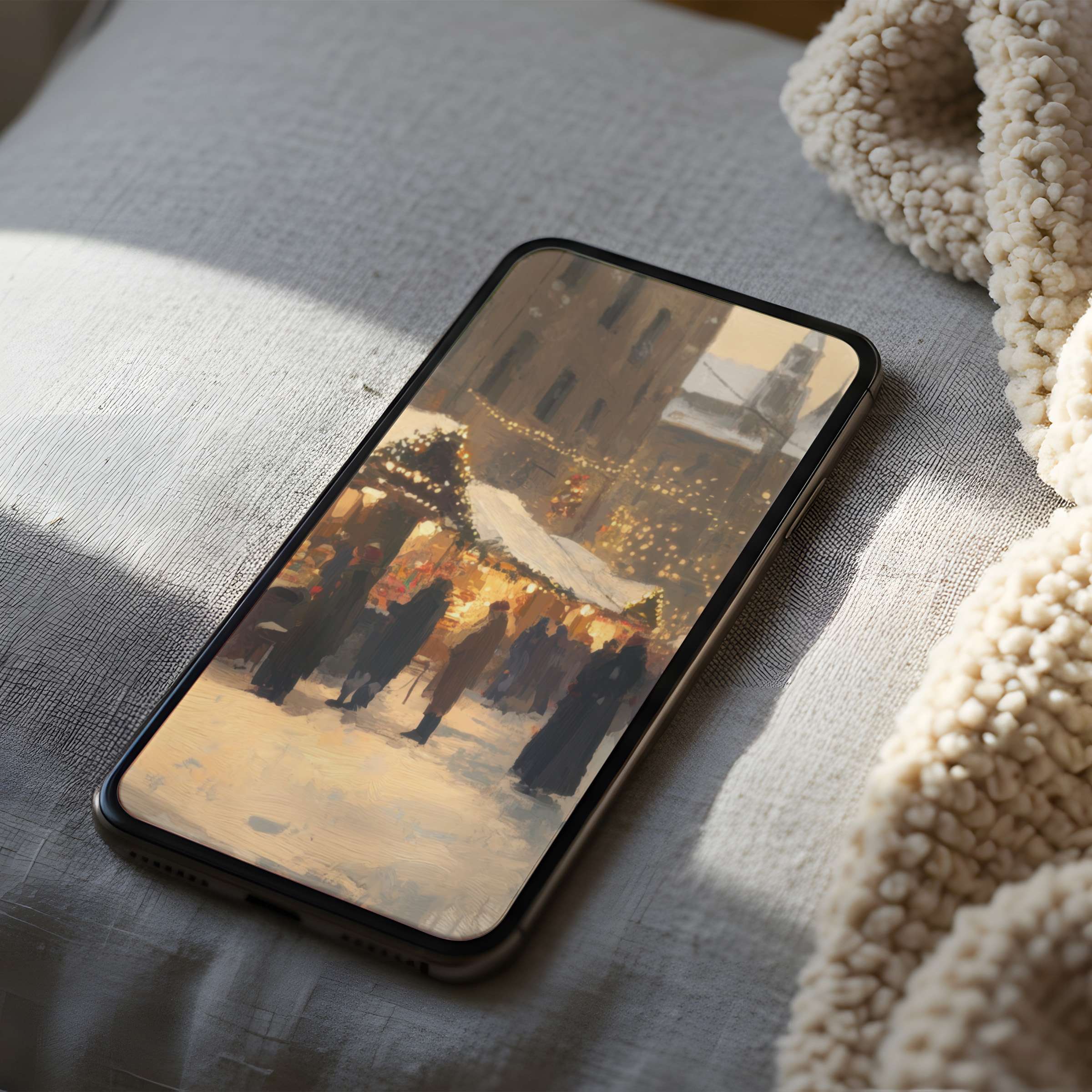 Elegant cityscape phone wallpaper featuring warm lights in high resolution on an iPhone enhances relaxation and style for digital download