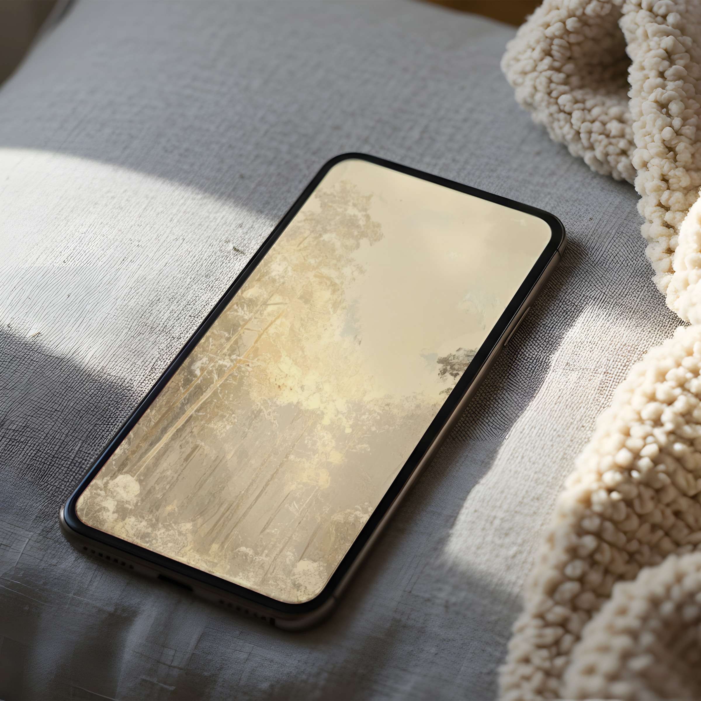 Elegant forest-inspired phone wallpaper on high resolution screen, blending calm aesthetics with nature, perfect for iPhone and digital download