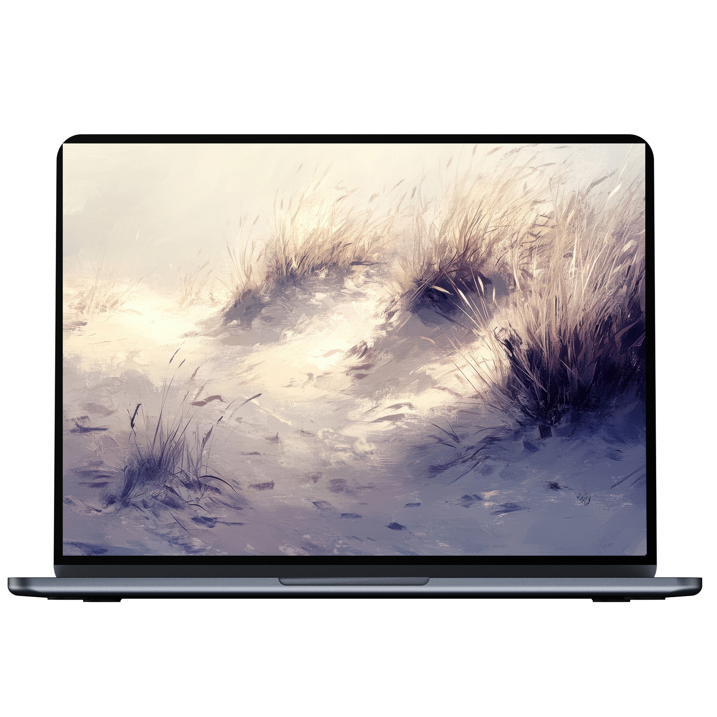 Calming coastal desktop wallpaper for PC, laptop, or Mac digital download with serene sand dunes and soft brush textures