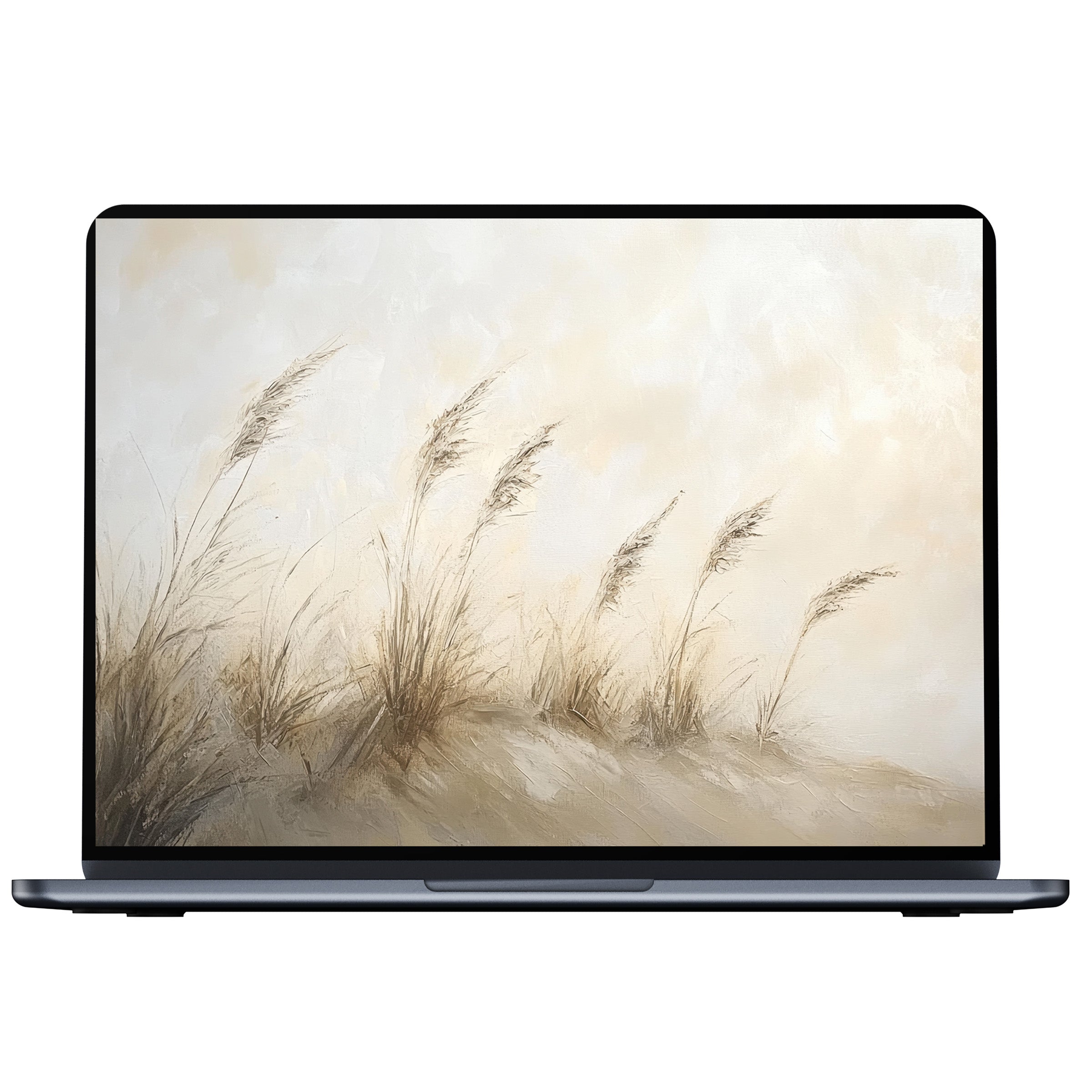 Coastal desktop wallpaper digital download features serene beige dunes, perfect for PC or laptop, inspiring calm elegance and mindfulness