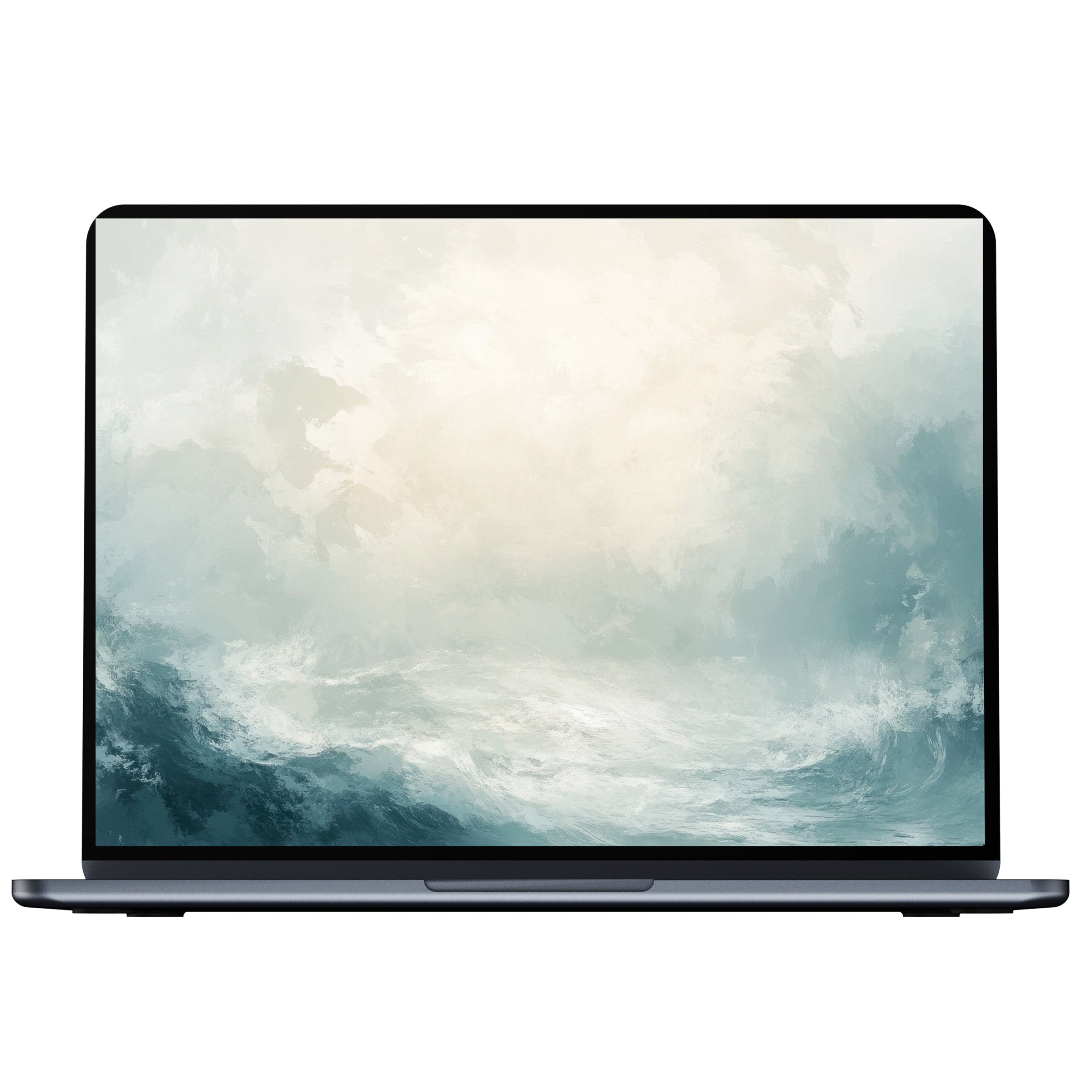 Coastal desktop wallpaper digital download with serene ocean hues for PC and laptop fostering calm elegance and mindful inspiration