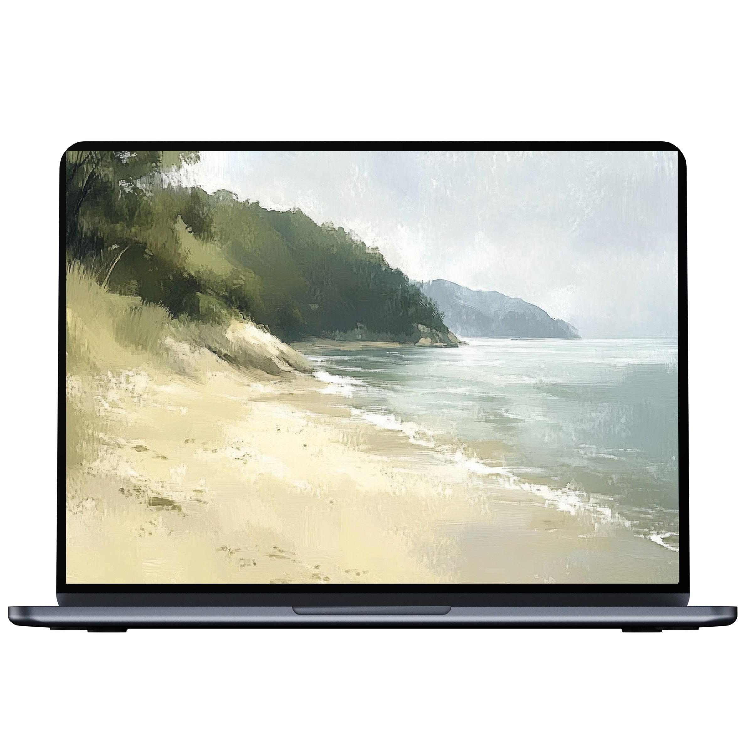 Coastal desktop wallpaper digital download showcases serene beach art with soft tones perfect for PC, laptop, and Mac elegance
