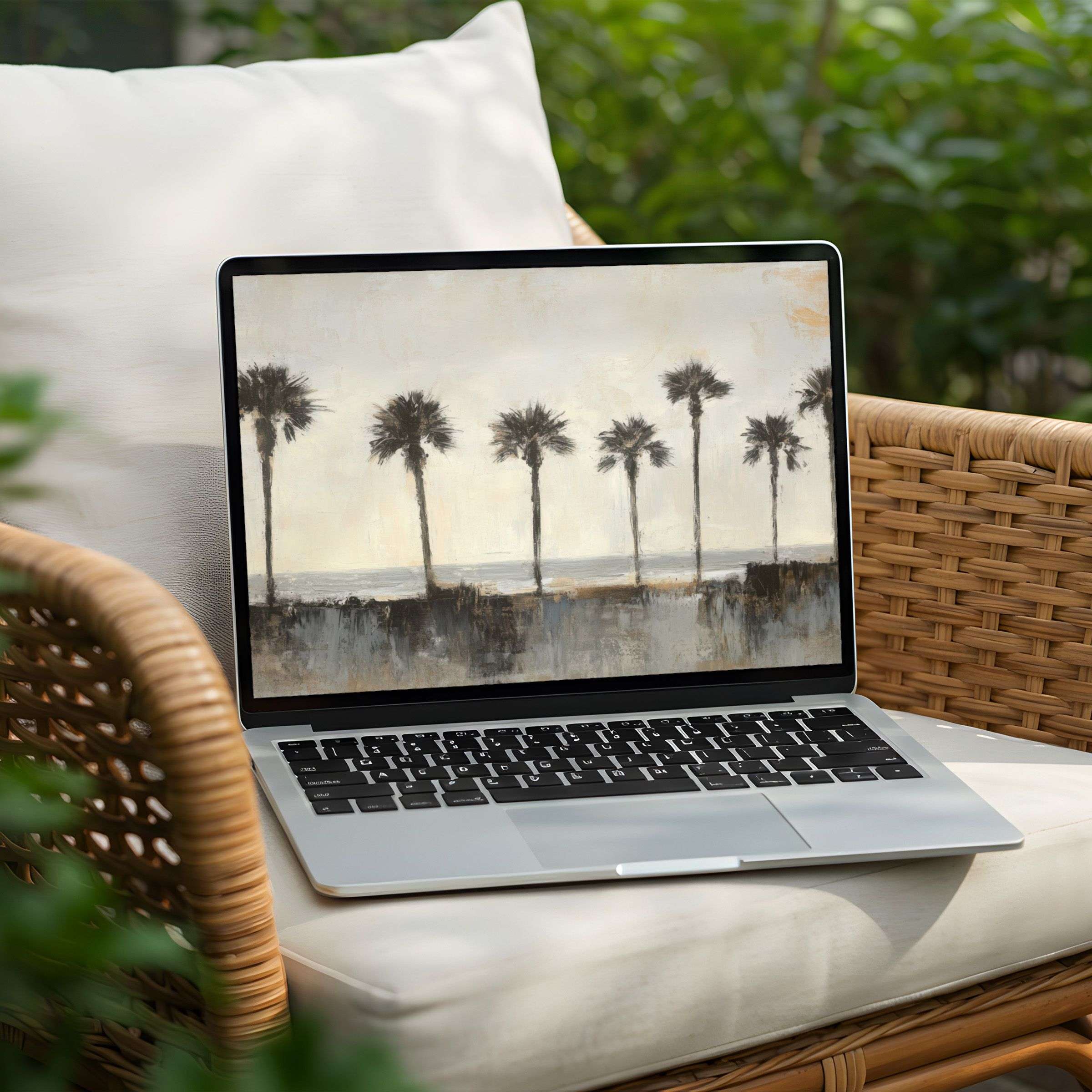 Serene palm trees art desktop background for PC and Laptop instant download inspiring calm and elegance in design-conscious spaces