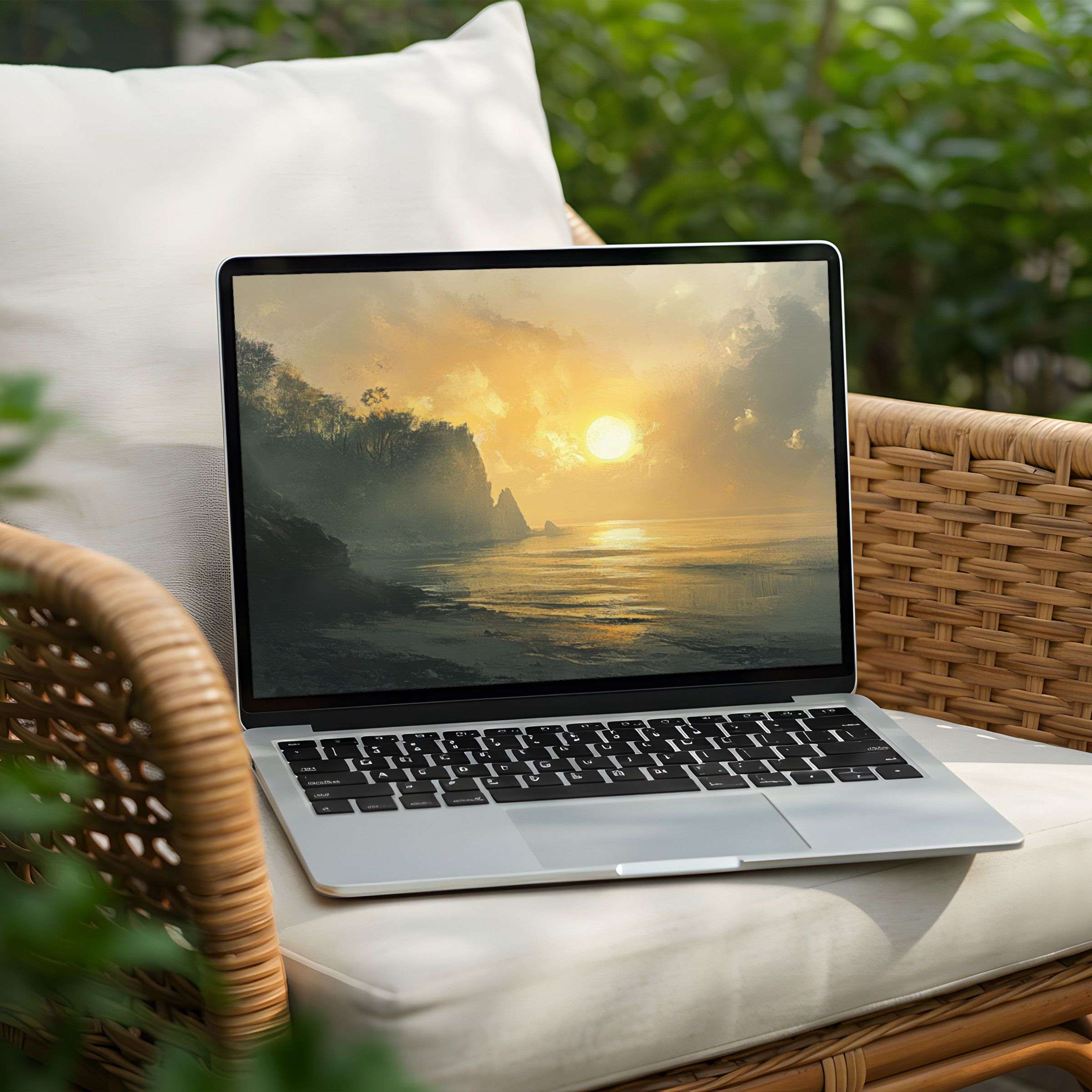 Serene golden sunset desktop background for PC and Laptop instant download inspiring calm elegance and mindfulness