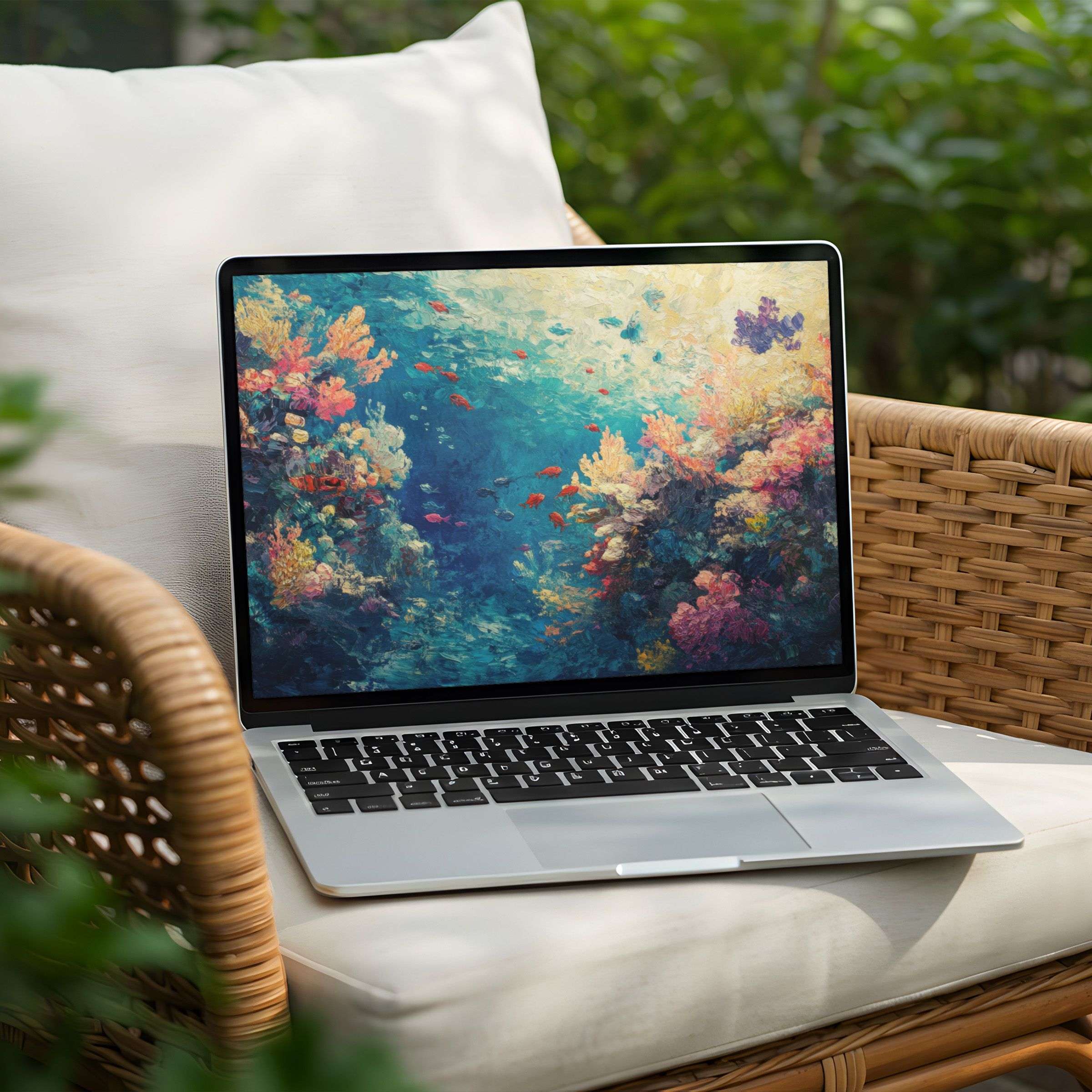Vibrant underwater scene desktop background for PC and Laptop, available as an instant download to inspire calm and elegance