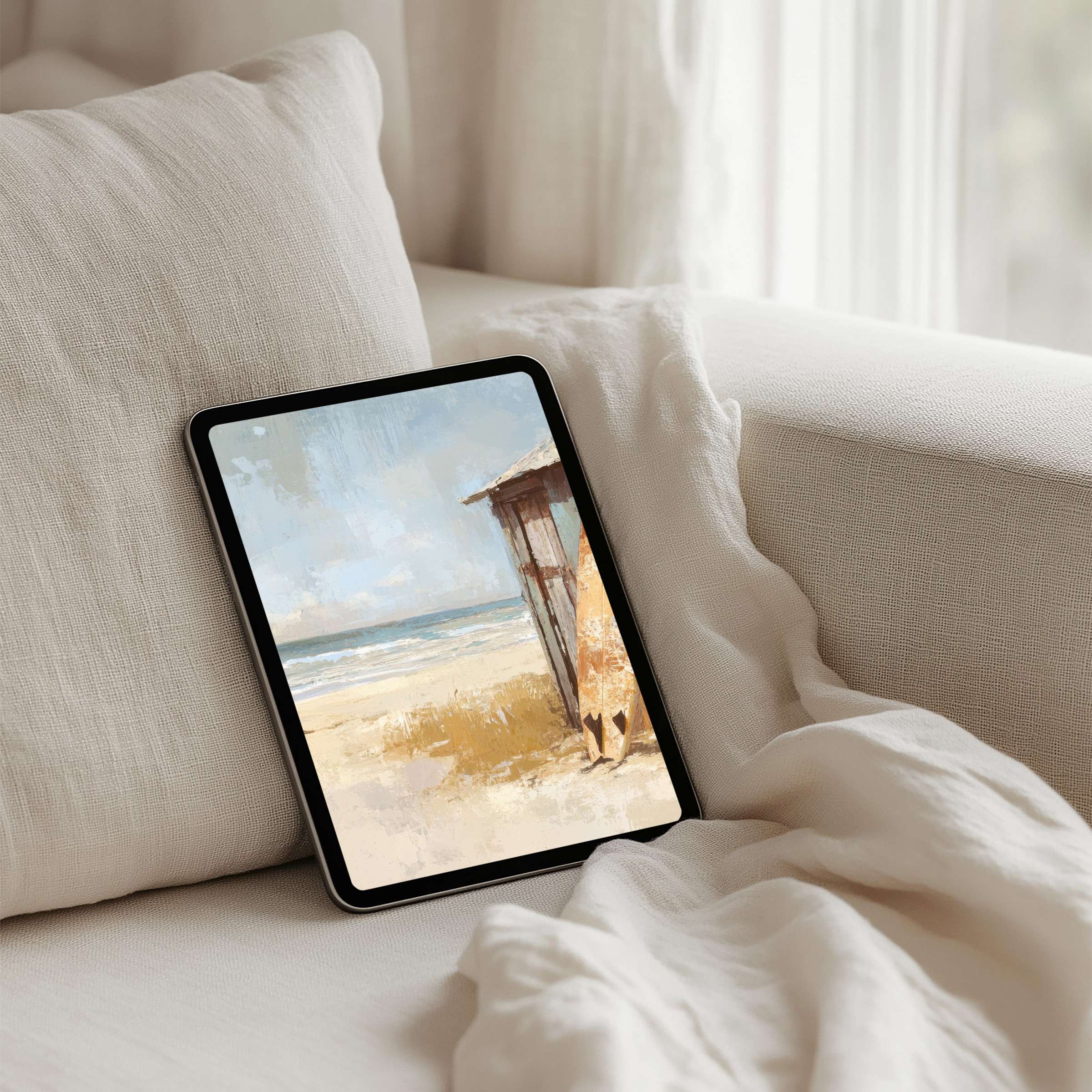 Elegant beach scene iPad background for instant download offers calm inspiration for any tablet including Samsung and Android