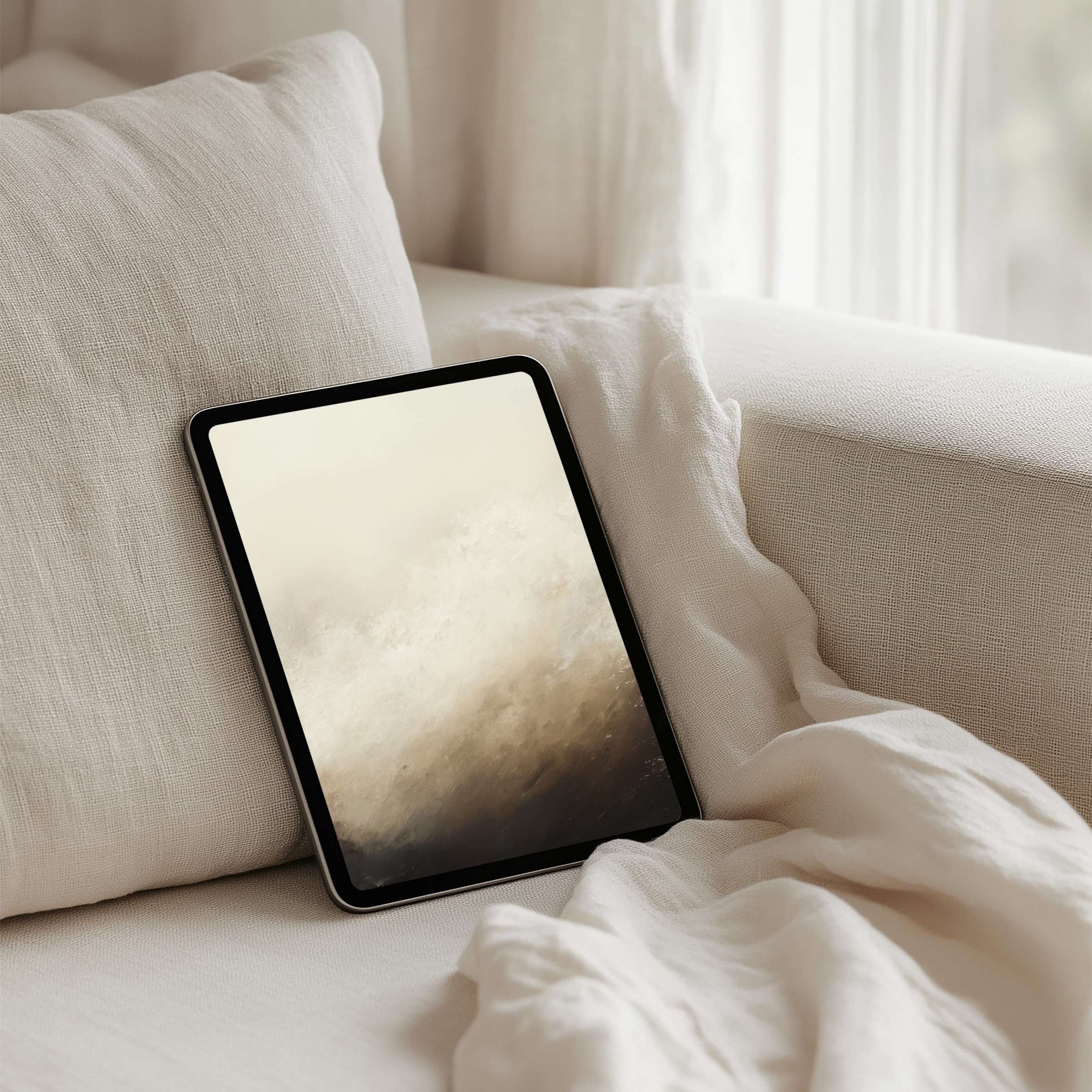 Elegant abstract iPad background in calming neutrals for instant download fits perfectly on any tablet inspiring mindful aesthetics