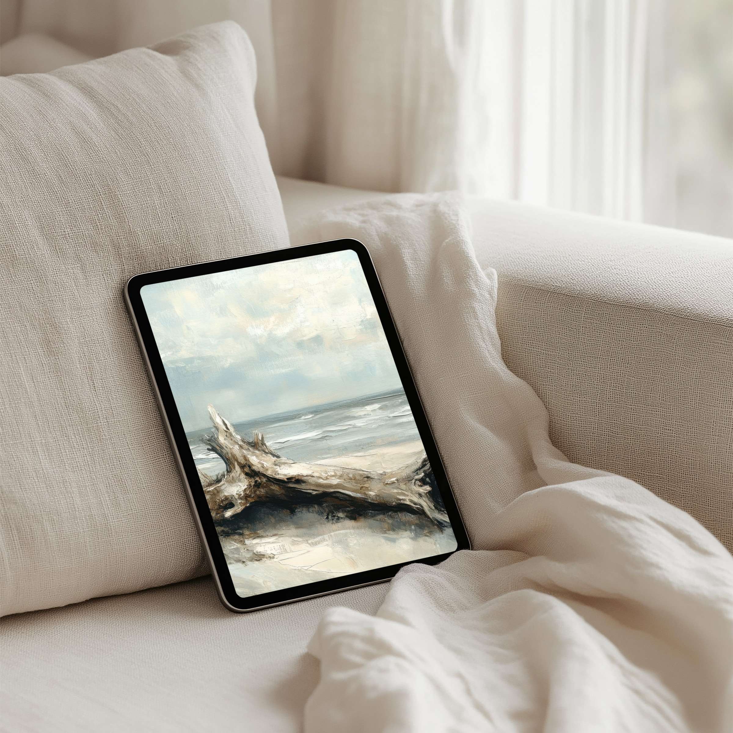Tranquil seascape iPad background for mindful living, elegant instant download on tablets like Samsung and Android, calming aesthetic