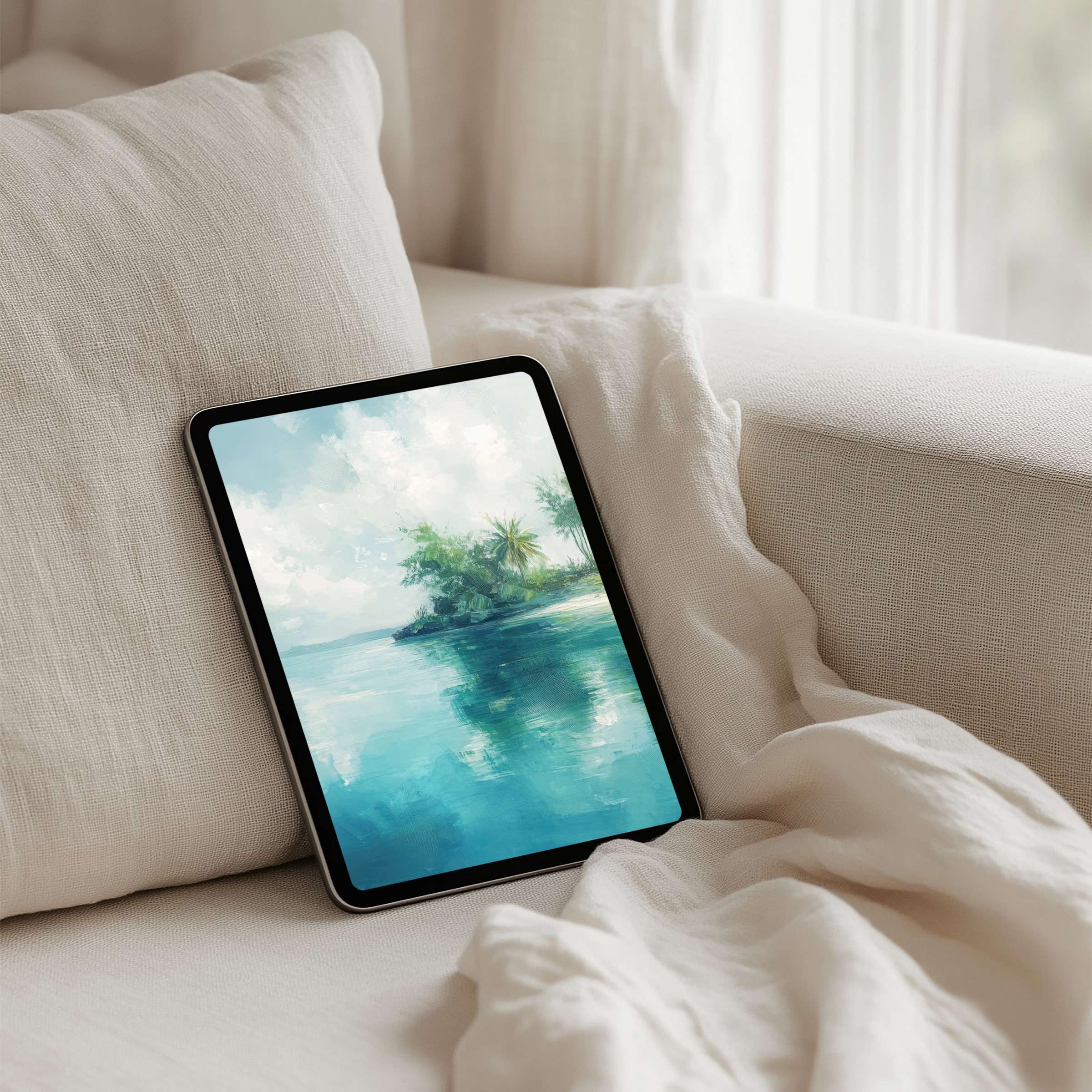 Tranquil tropical iPad background for instant download offers elegance and mindfulness, perfect for any Samsung or Android tablet