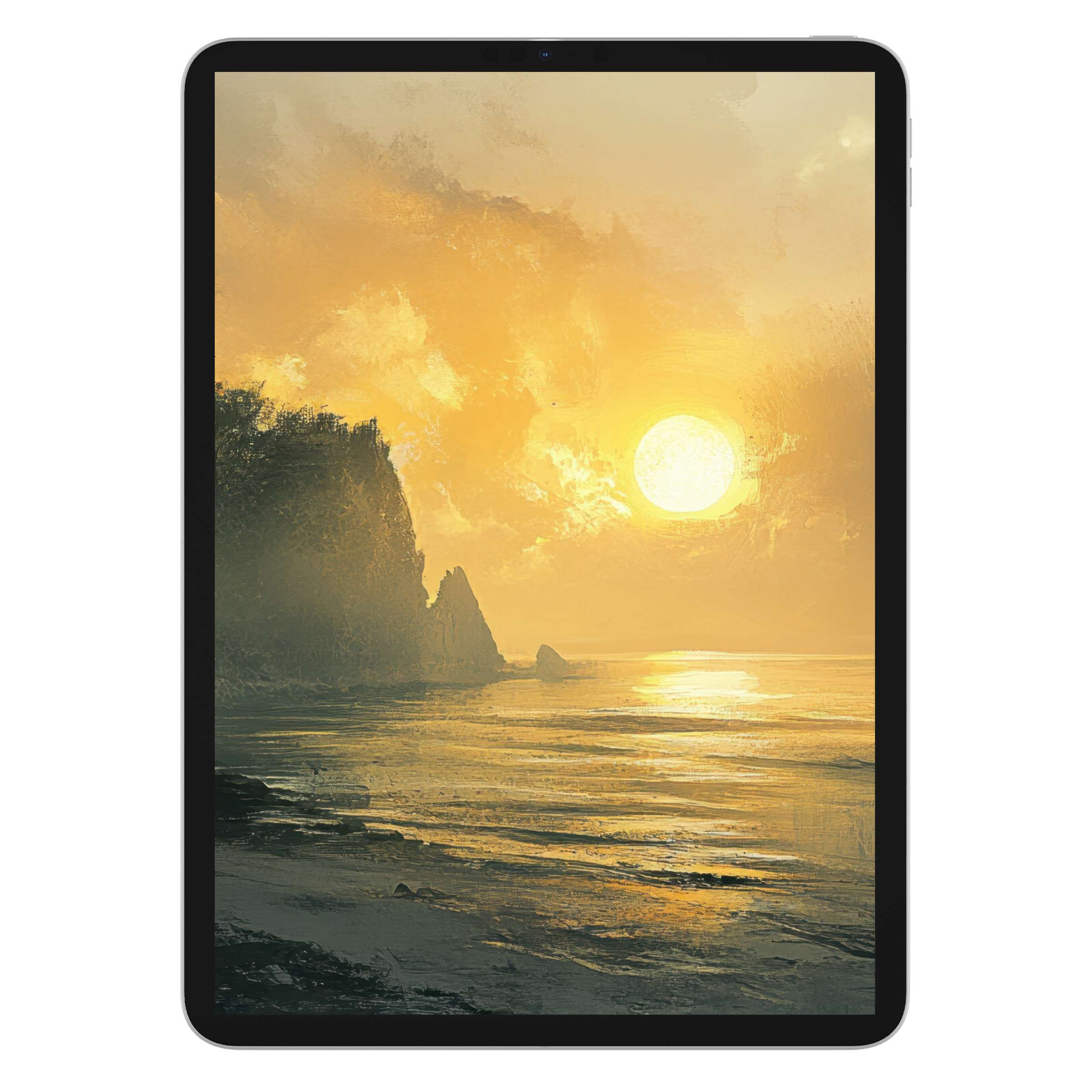 Warm coastal iPad wallpaper showcasing a serene sunset digital download for elegant tablet backgrounds on Samsung and Android devices