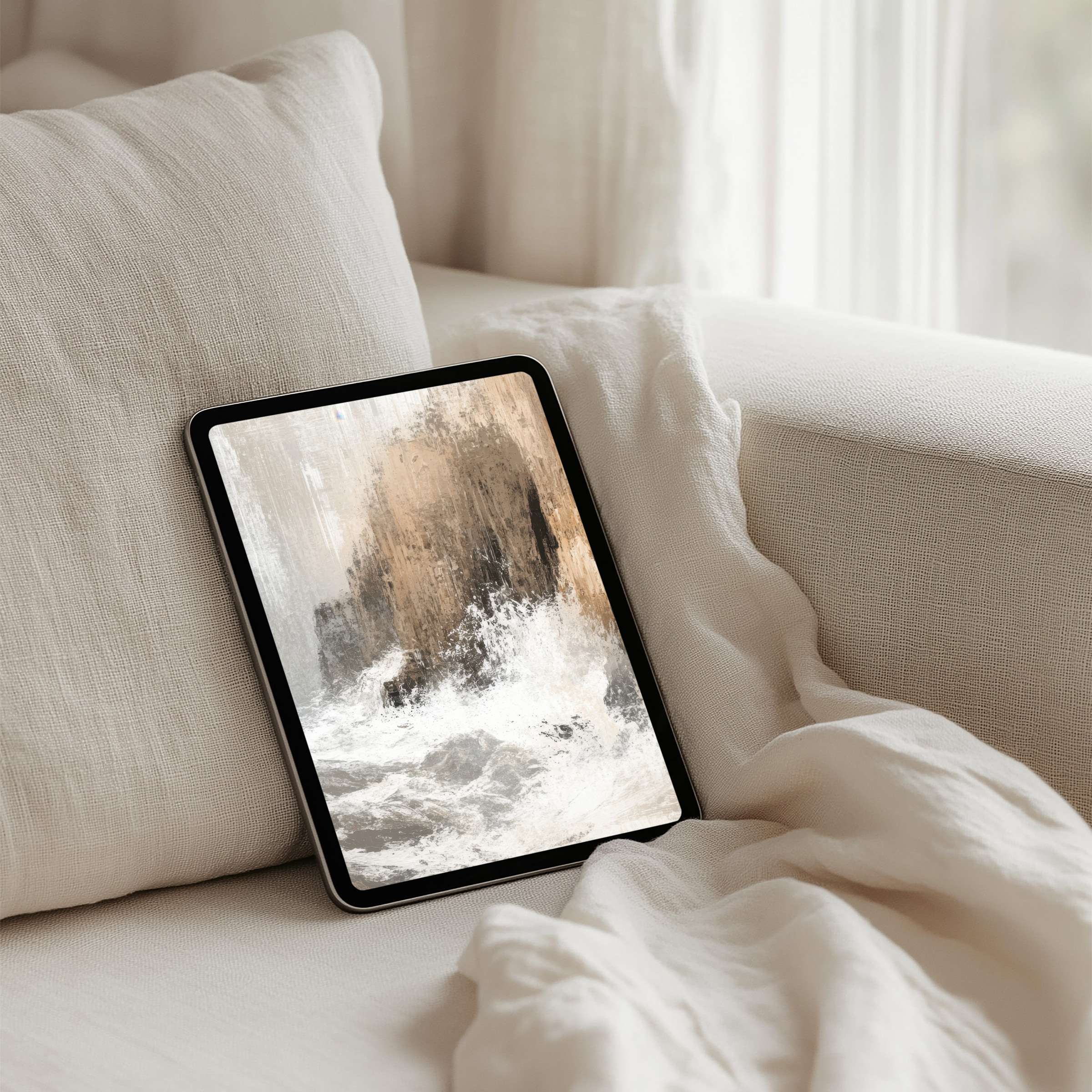 Elegant tablet art with soothing natural tones for an iPad background instant download brings calm inspiration to any device