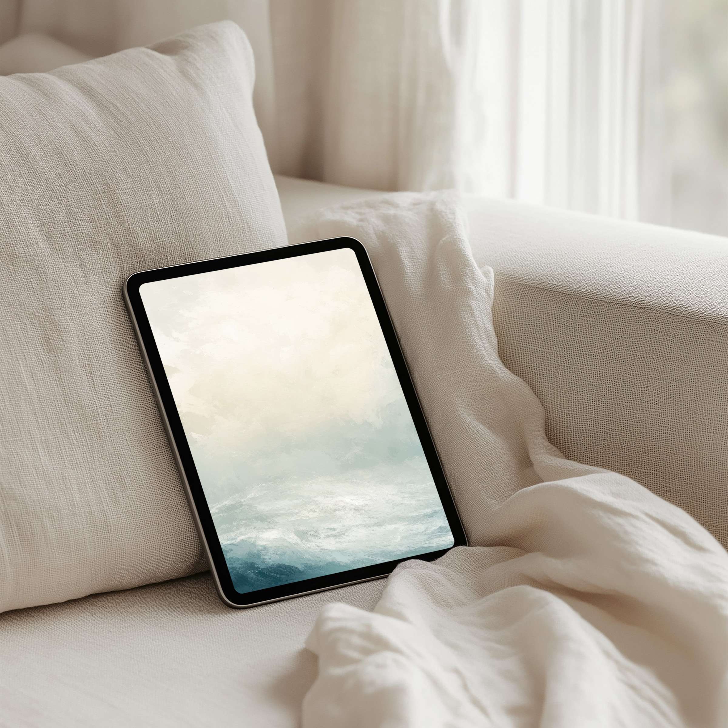 Elegant iPad background with soothing pastel waves inspiring calm elegance for instant download on any tablet device