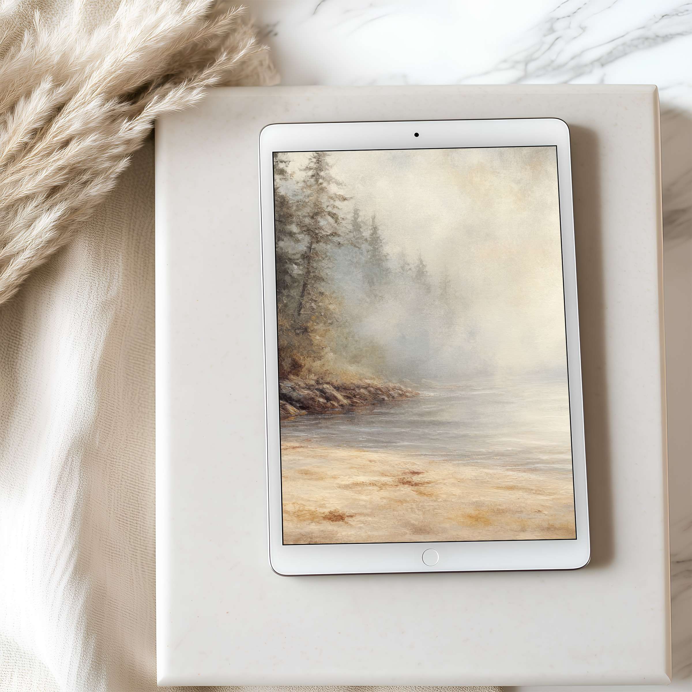 Tranquil forest scene tablet wallpaper enhances calmness and elegance; perfect high-resolution digital download for iPad and Android tablets