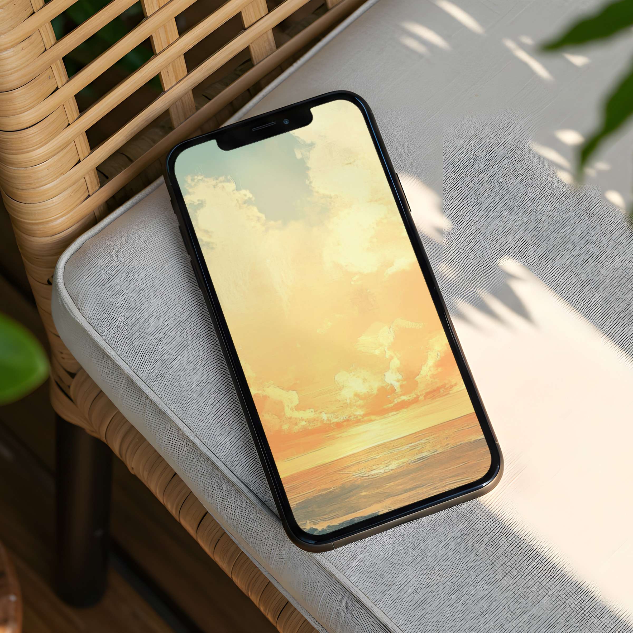 Elevate your iPhone background with this serene sunset art offering calm and elegance for instant download on any phone