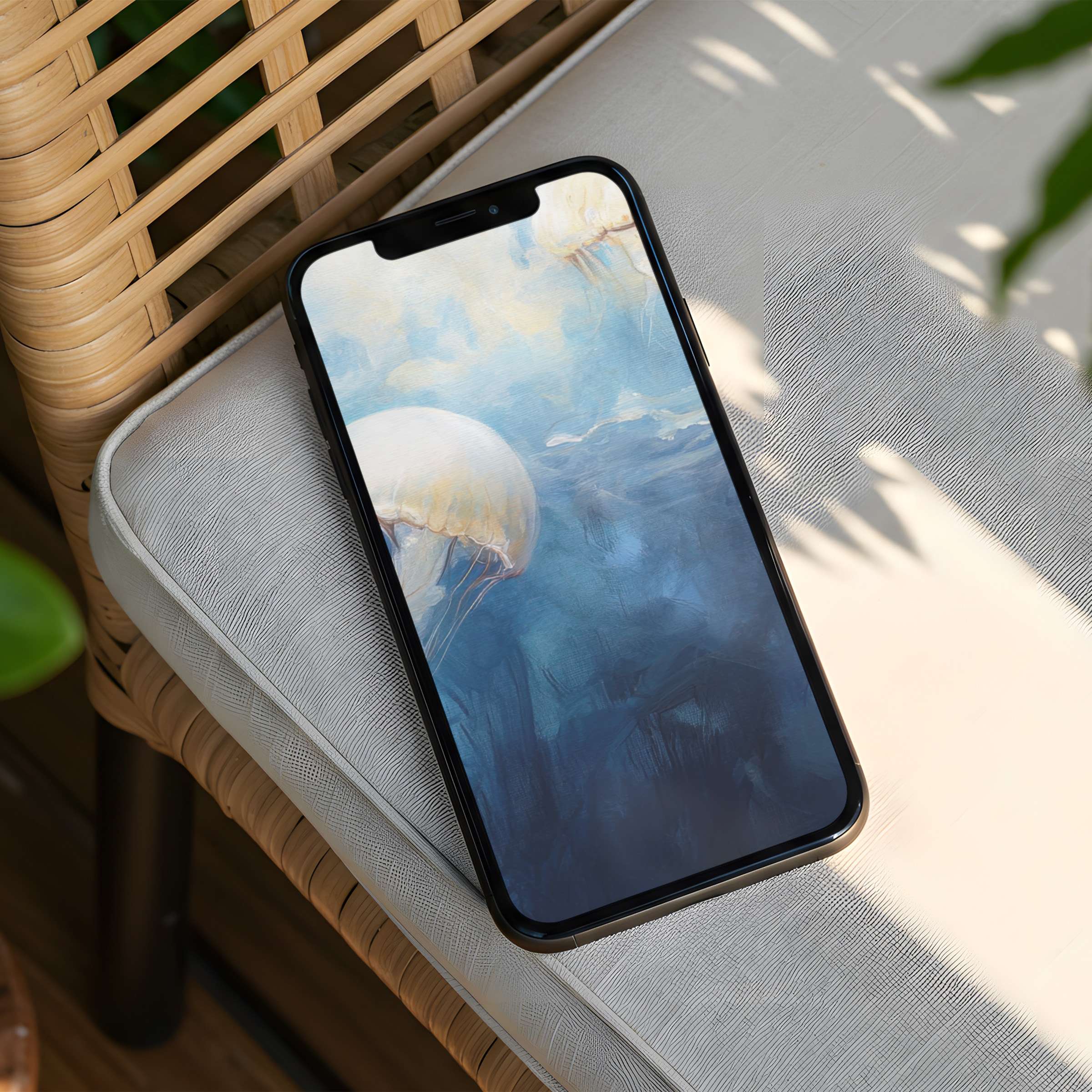 Tranquil jellyfish art for iPhone background offers calm and elegant aesthetics with instant download for any phone user