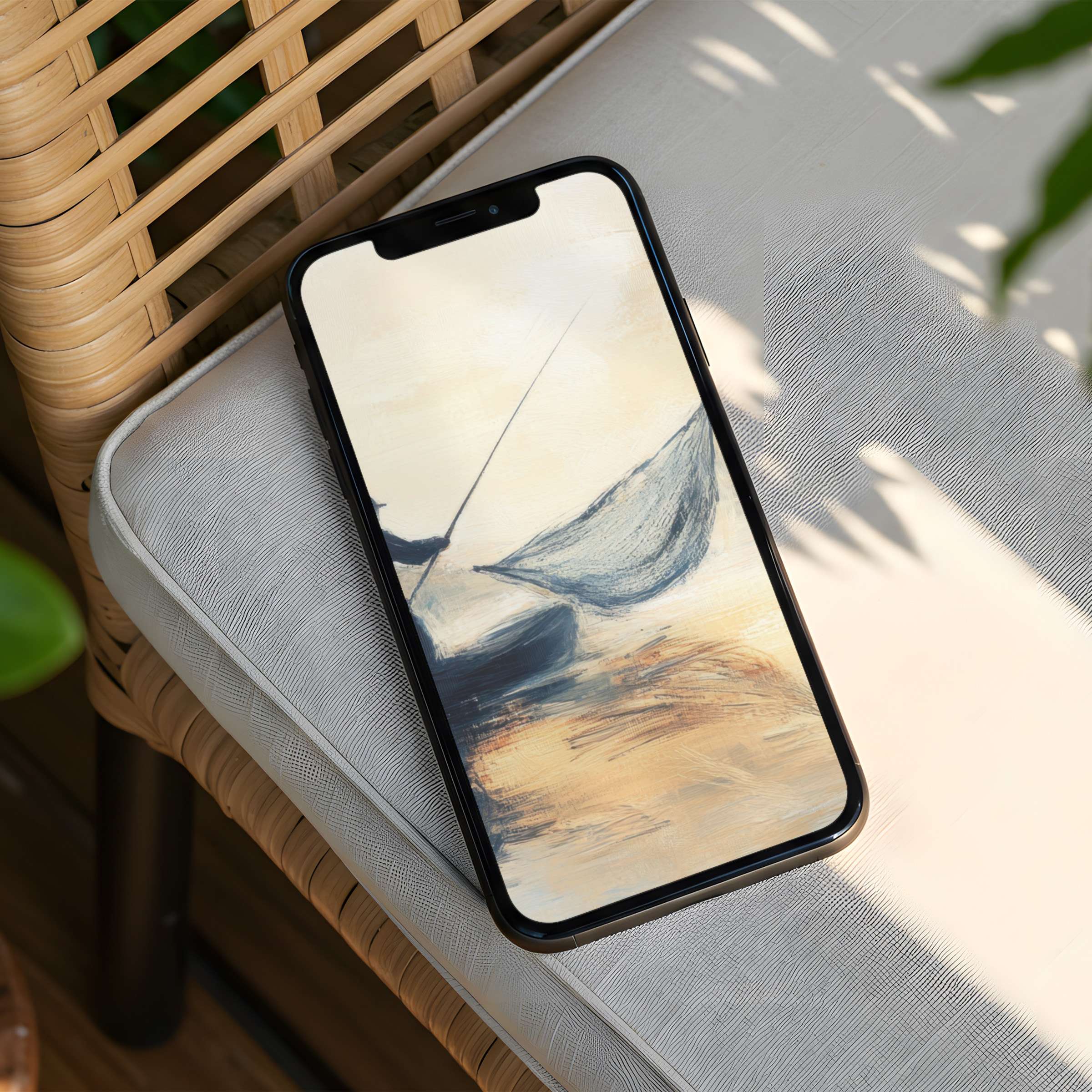 Elegant brushstroke iPhone background in calming earth tones for phone screens inspires mindfulness and elegance with instant download