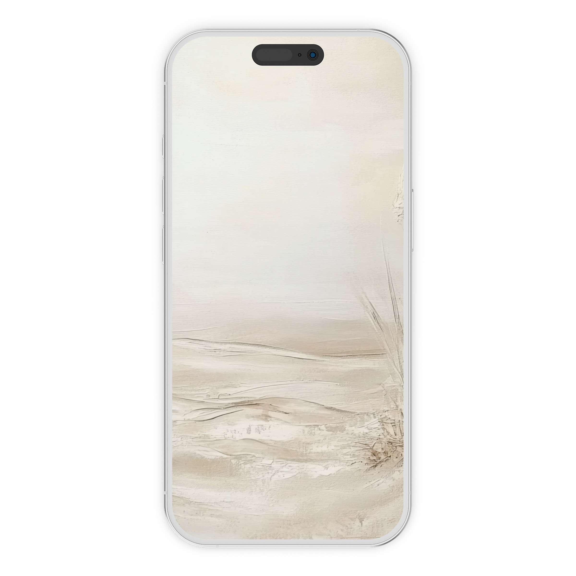 Elegant coastal iPhone wallpaper with serene beige tones, perfect phone background for a calming digital download on all devices