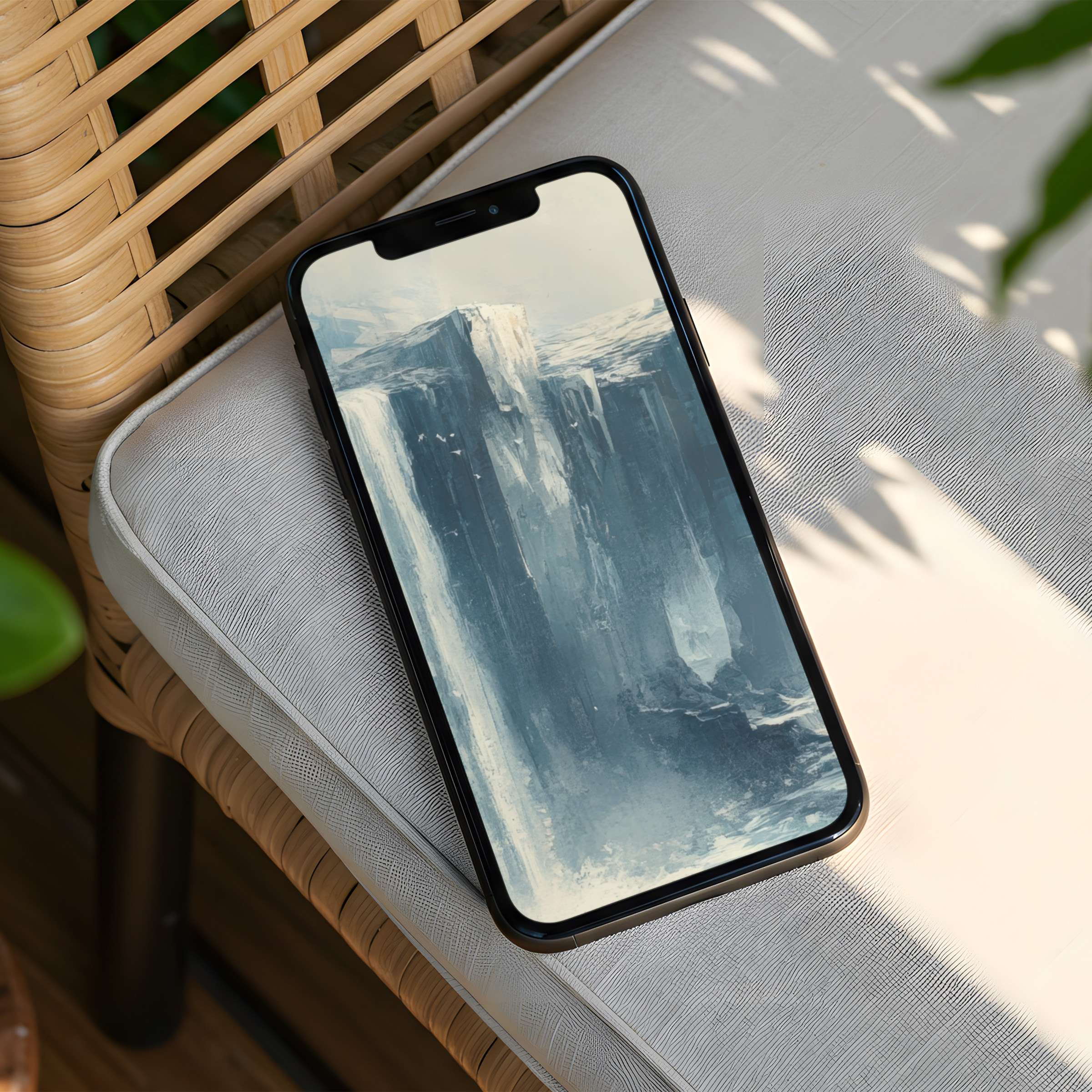 Elegant iPhone background with serene abstract waterfall art offers instant download for phone users seeking calm and inspiration