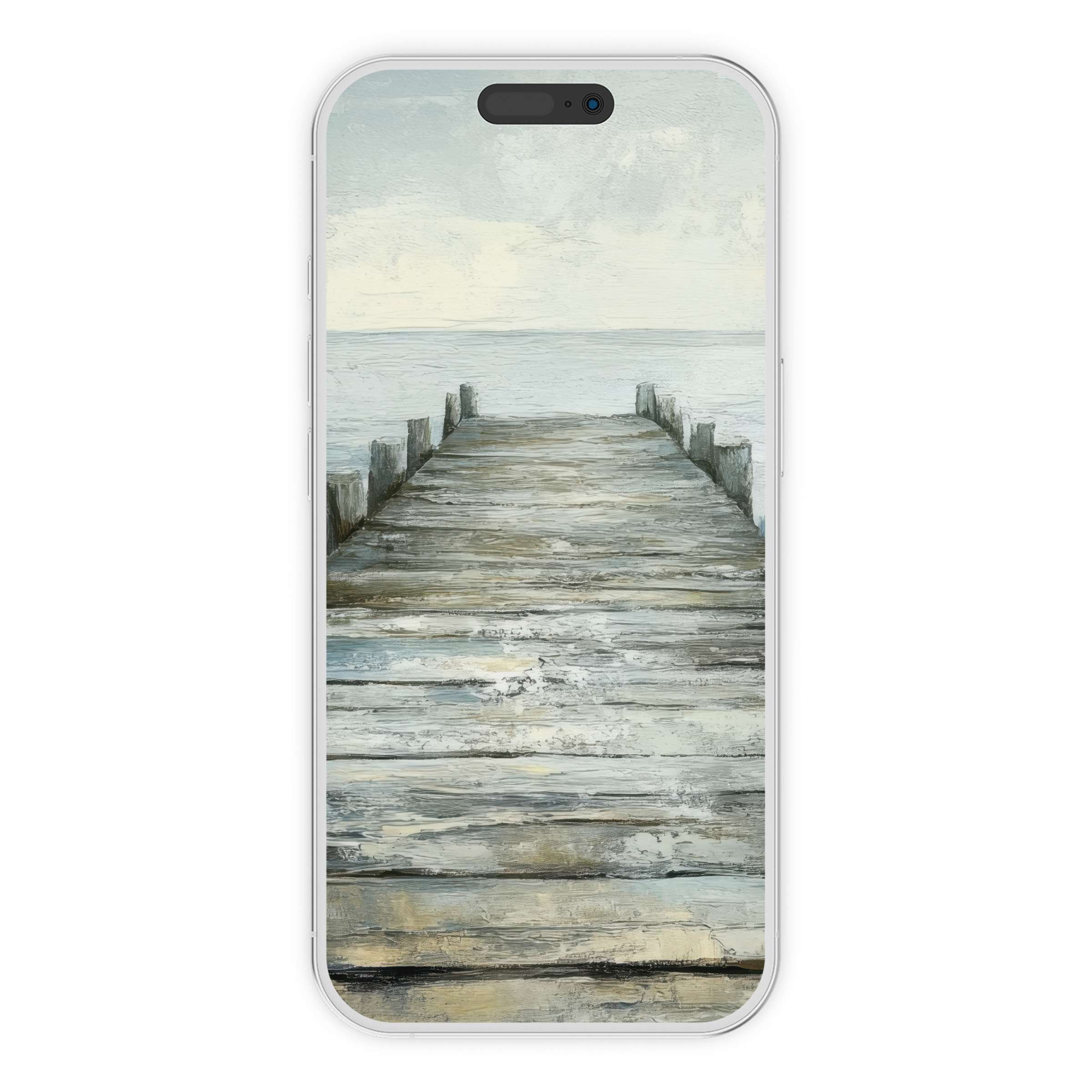 Coastal iPhone wallpaper with a serene pier view offers calming background for phone users seeking digital download and tranquility