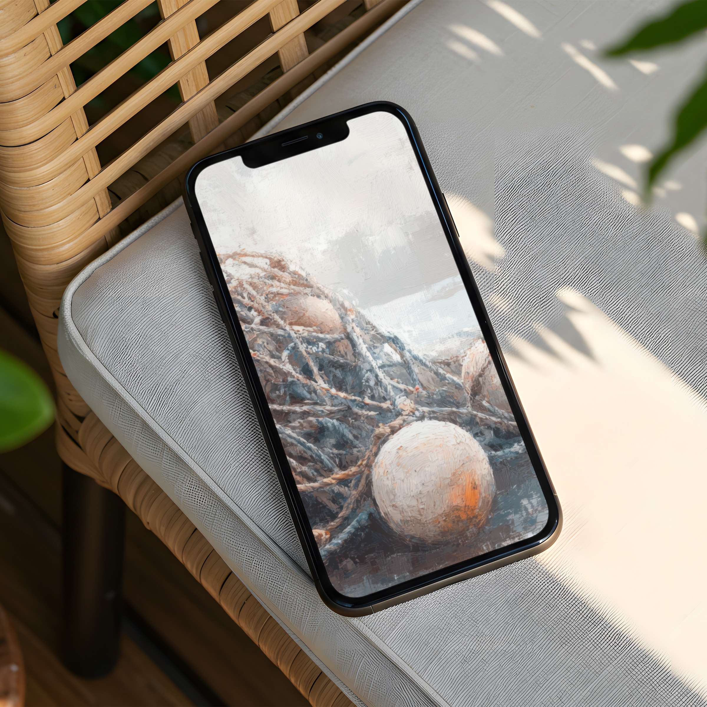 Elegant iPhone background featuring a serene nautical scene with nets and buoys offers calm inspiration for instant download on any phone