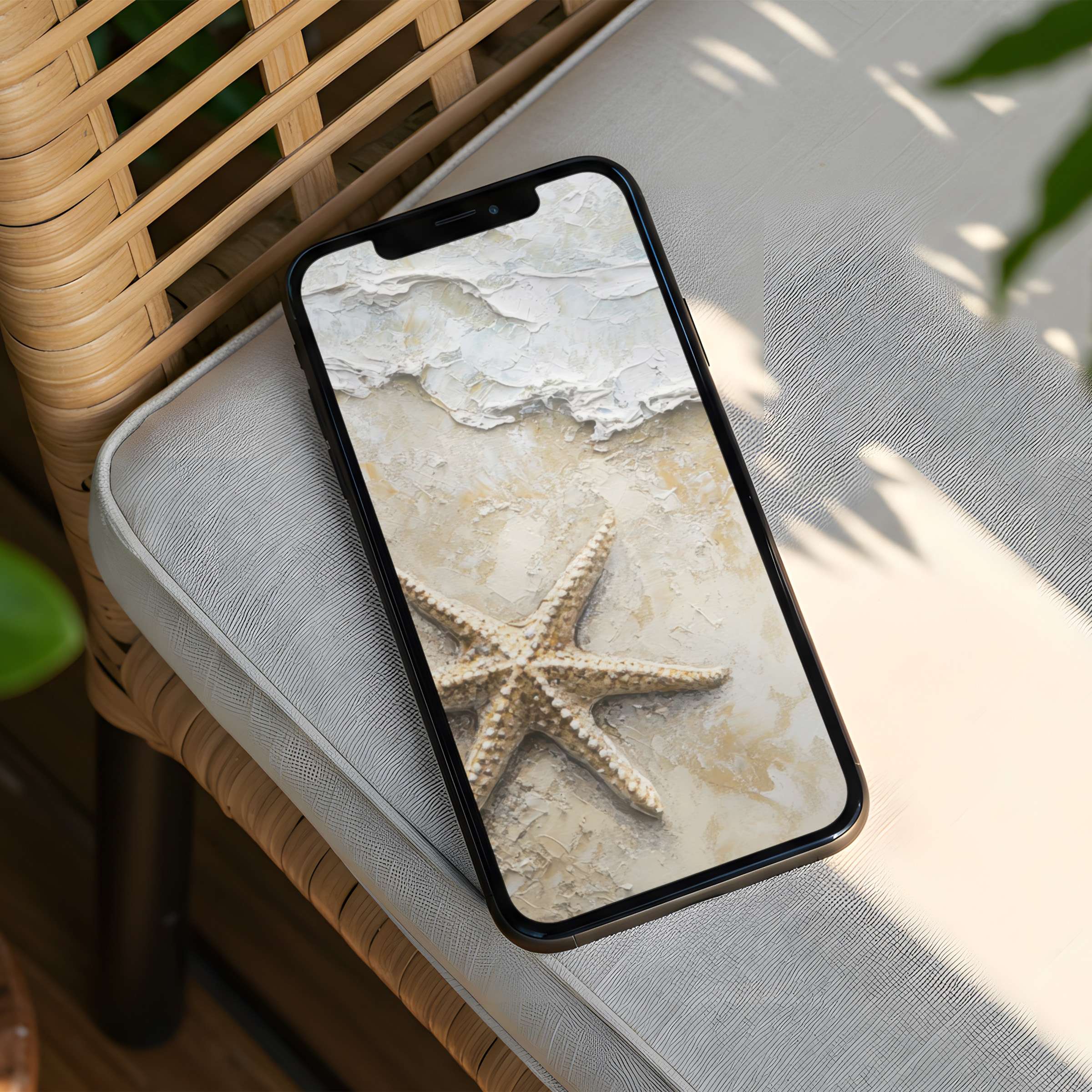 Elegant starfish textures create a calming iPhone background for instant download, elevating your phone with coastal inspiration