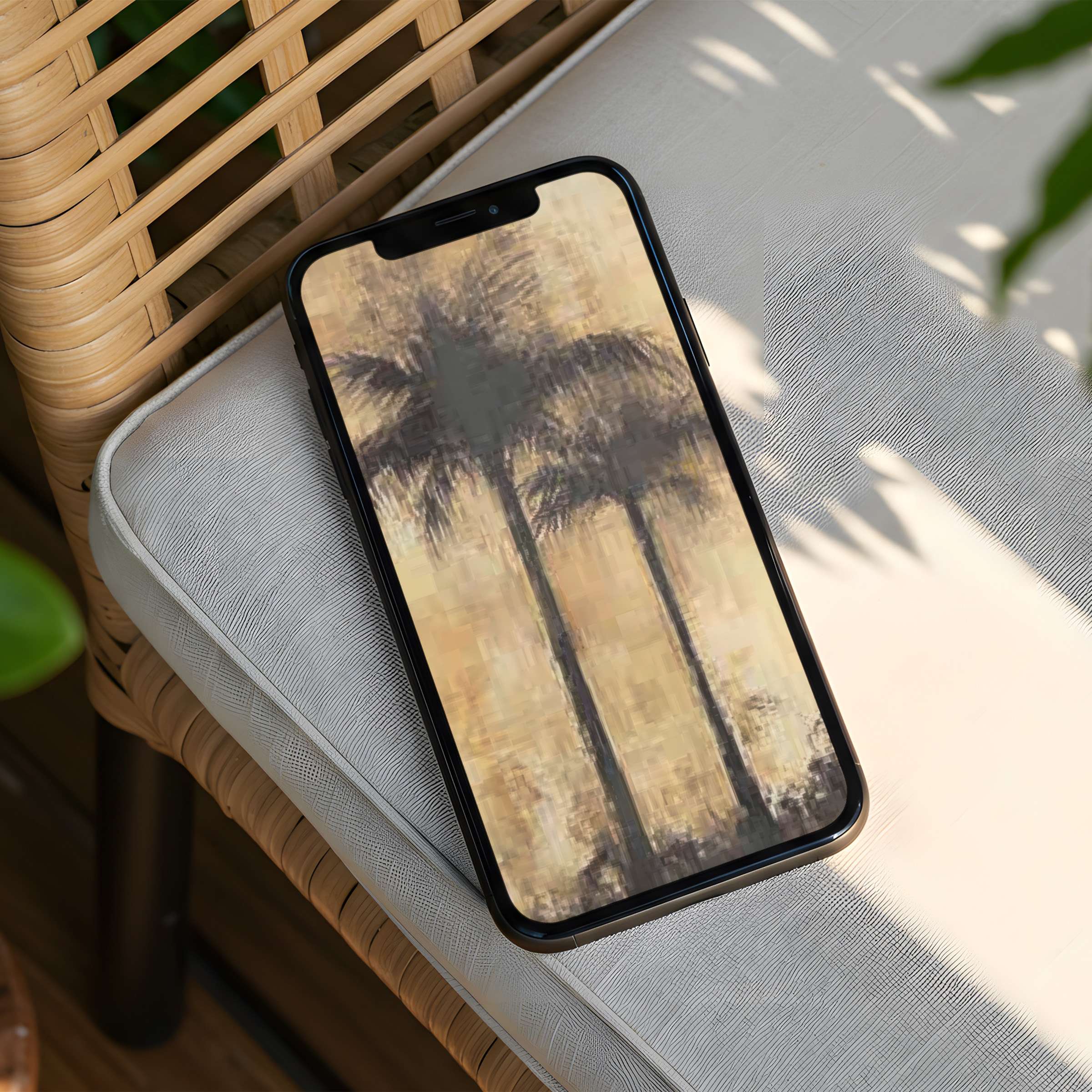 Calm and elegant palm tree iPhone background for instant download enhances mindfulness and fits both iPhone and Android phones