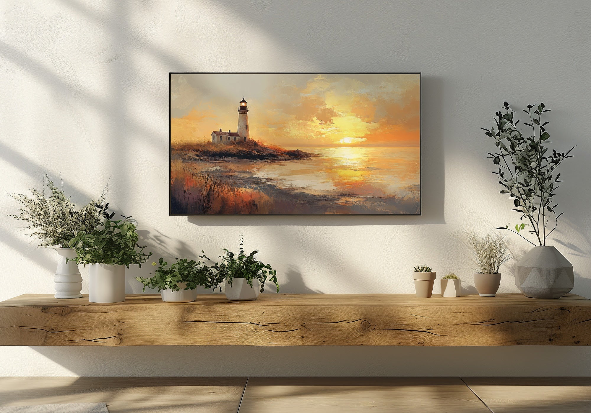 Coastal Art for Samsung Frame TV with Lighthouse