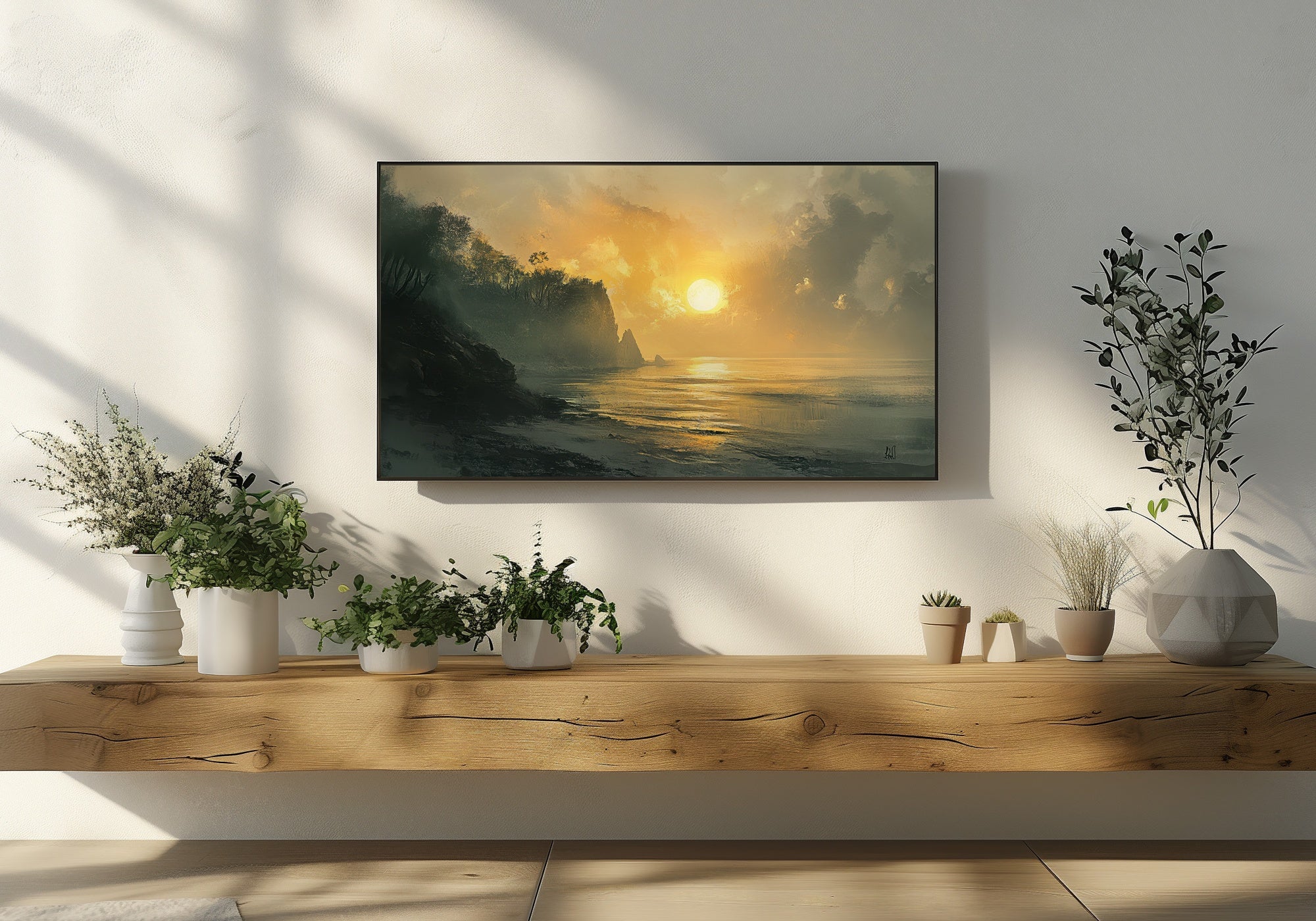 Coastal Frame TV Art Sunset