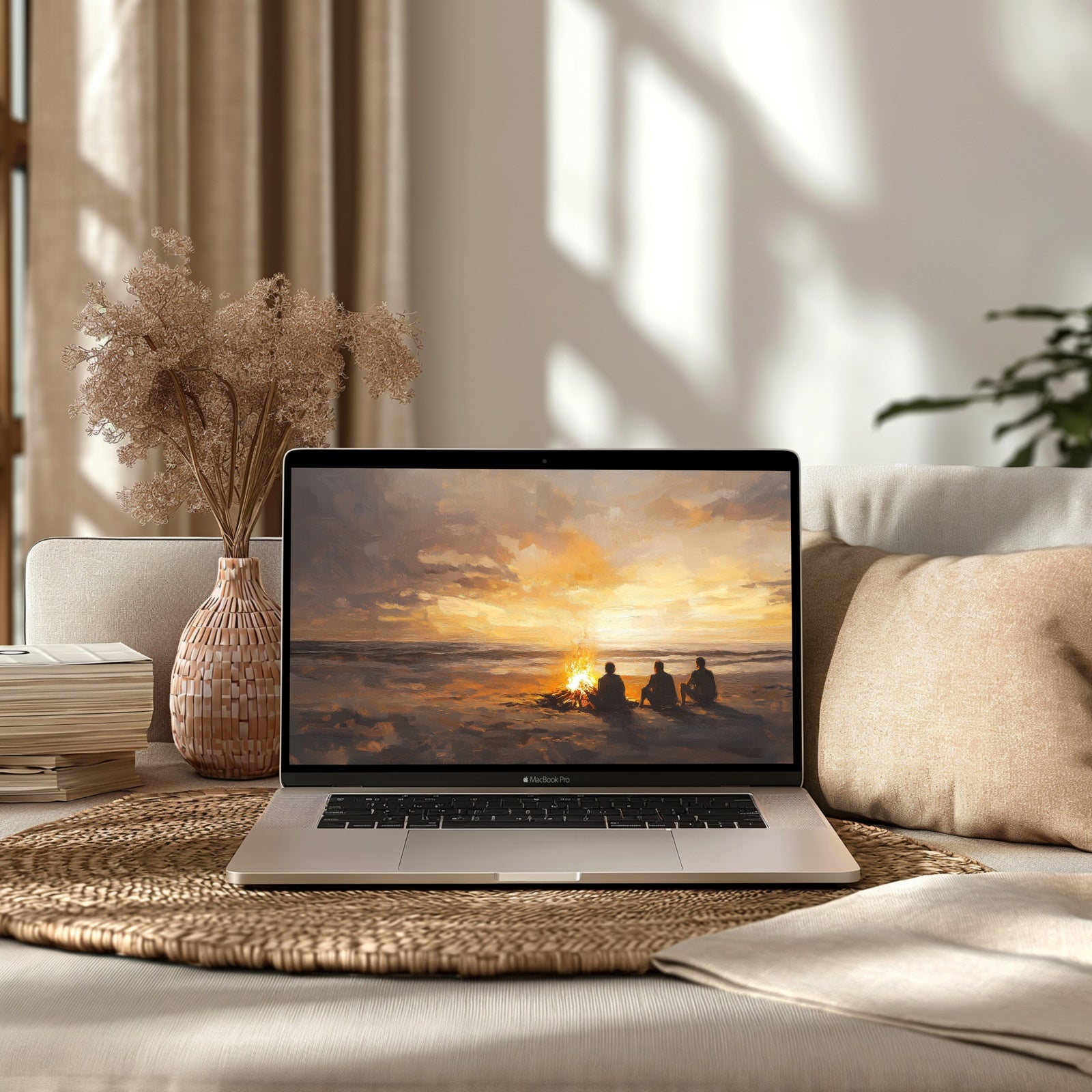 Coastal Wallpaper for Computer on Mac Book Pro in Modern Living Room