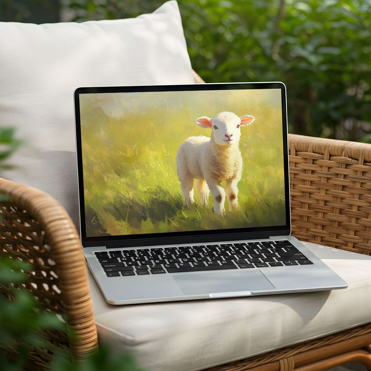 Calm your mind with this serene lamb digital art desktop background for PC and Laptop Instant download for inspiration