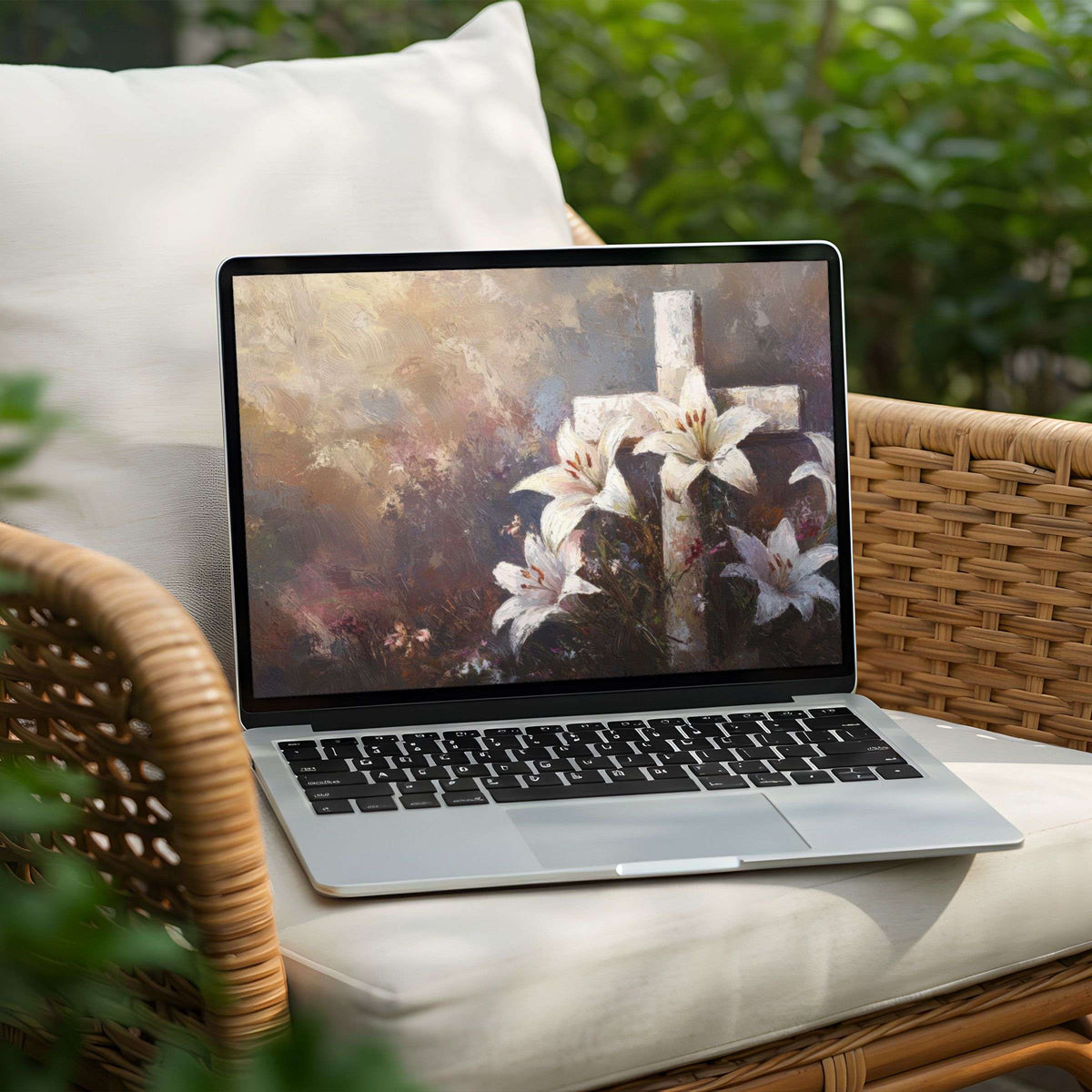 Inspiring floral desktop background for PC and Laptop in elegant brushstrokes; instant download for calm and mindful design