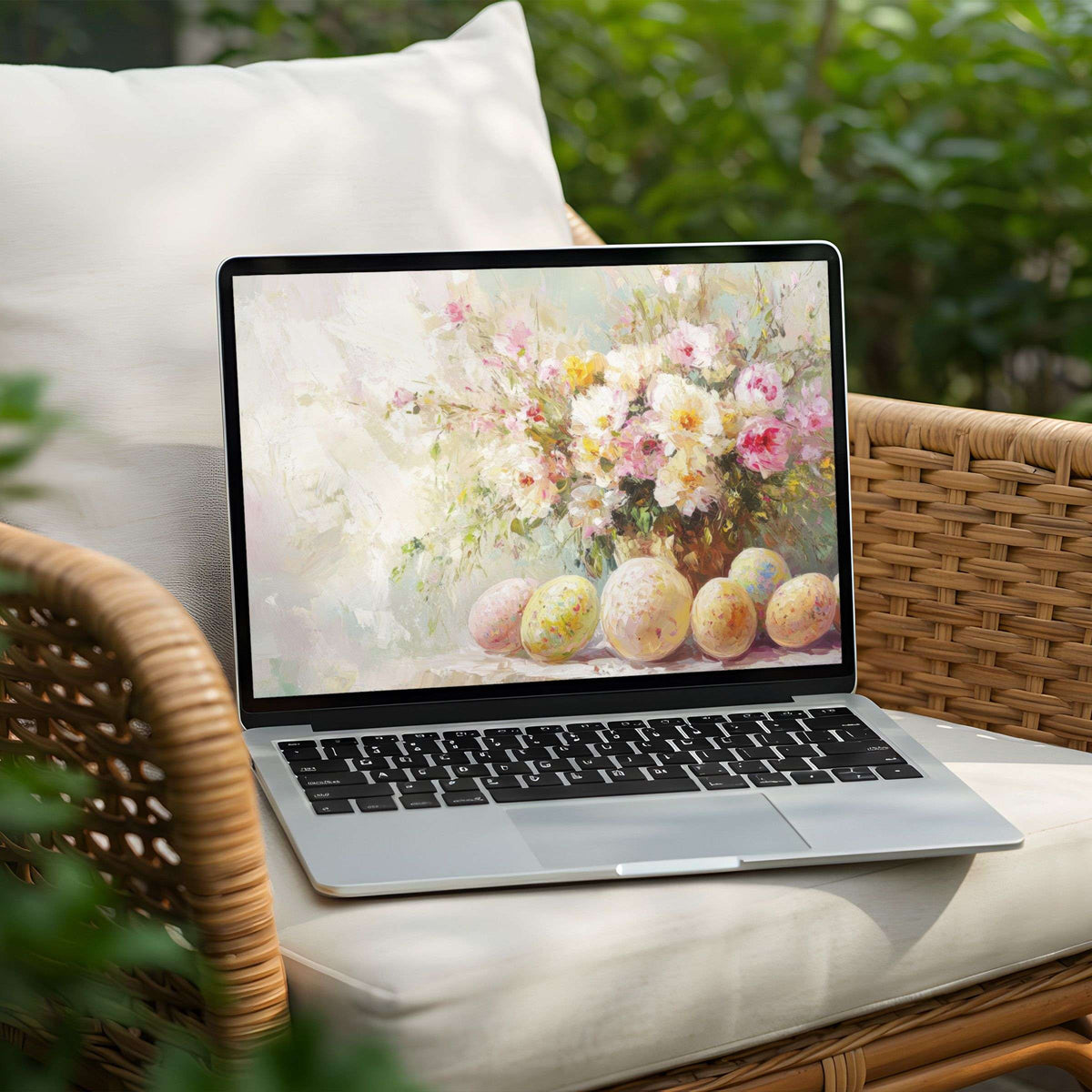 Elegant floral digital art for PC or Laptop, an instant download desktop background offering calm inspiration with soft brushstrokes