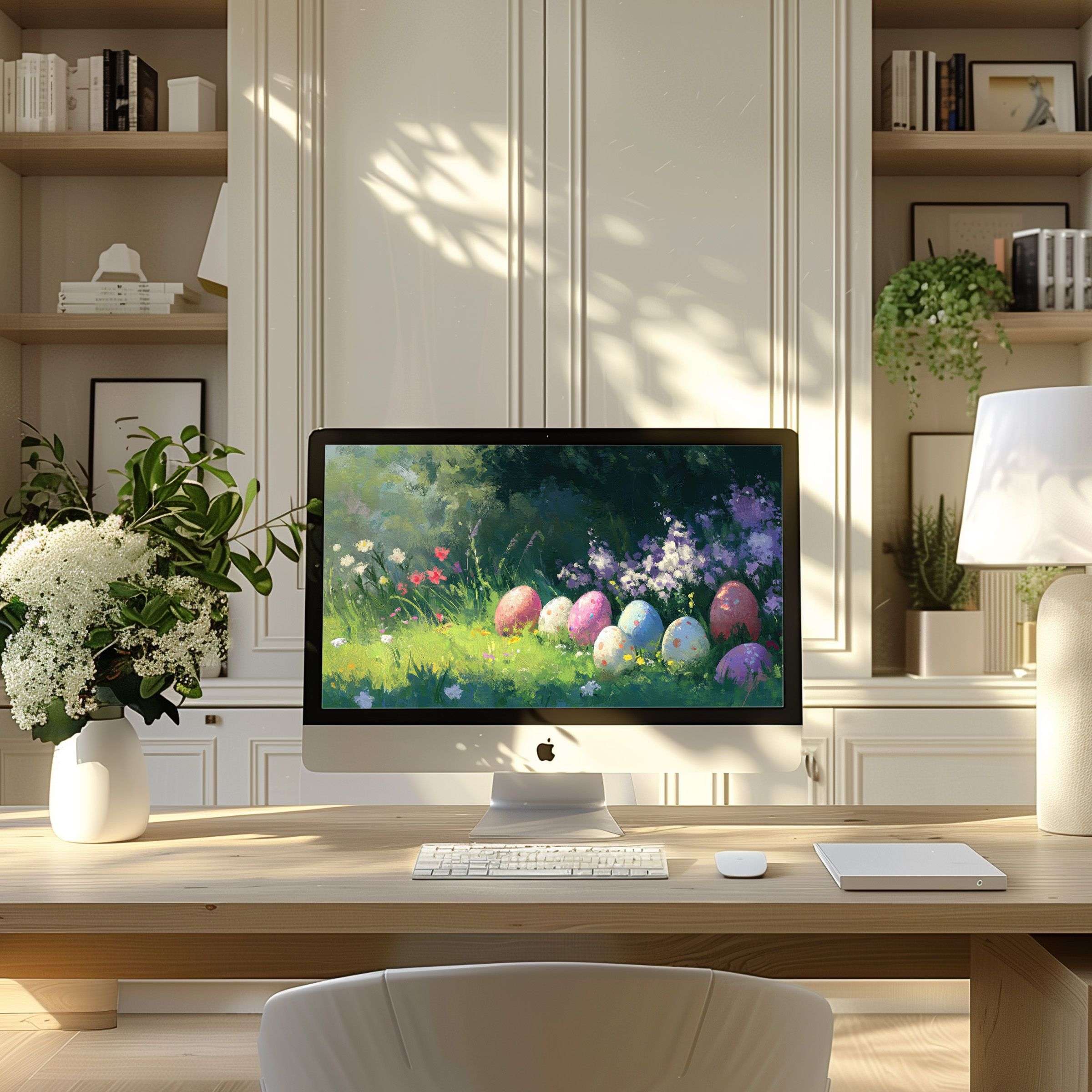 Elegant nature-inspired wallpaper for computer brings calm to modern home office soothing PC or laptop screen ultra-wide download