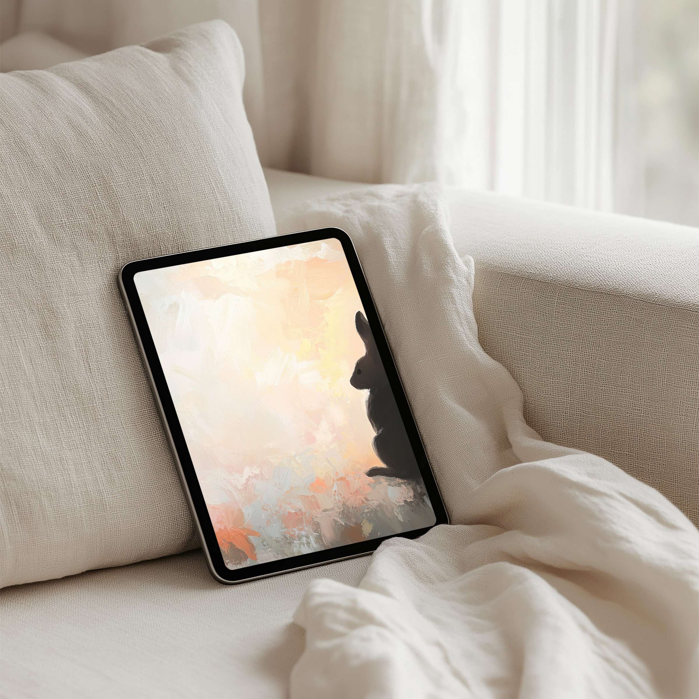 Elegant abstract art with calming pastel hues as an iPad background perfect for instant download on any tablet