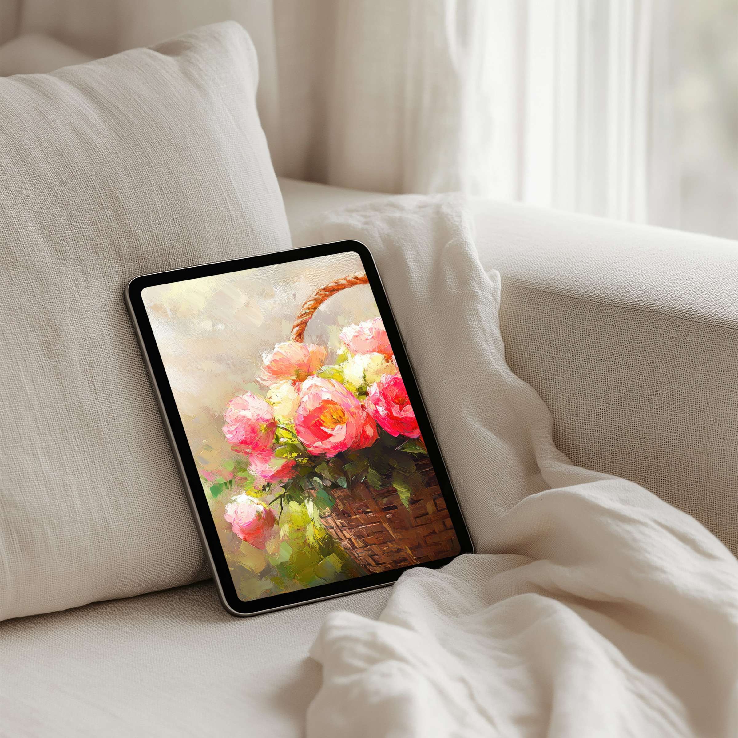 Elegant floral iPad background for instant download, perfect for mindful tablet displays, creating a calm, stylish atmosphere