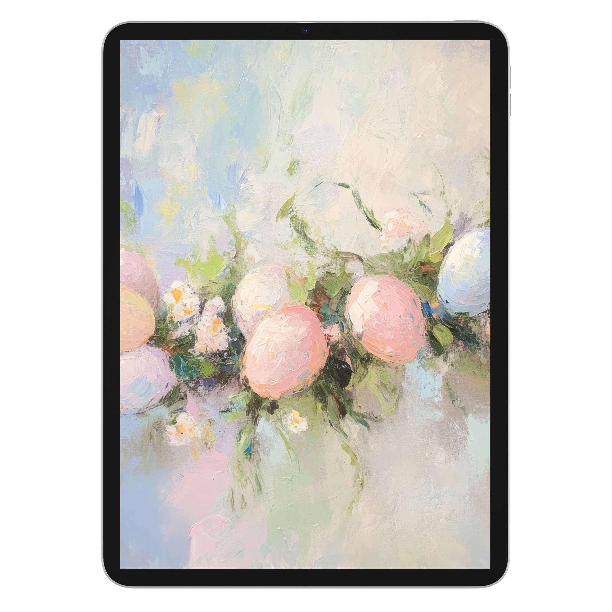 Easter iPad wallpaper with soft pastels and floral accents offers a serene tablet background ideal for digital download on Android devices