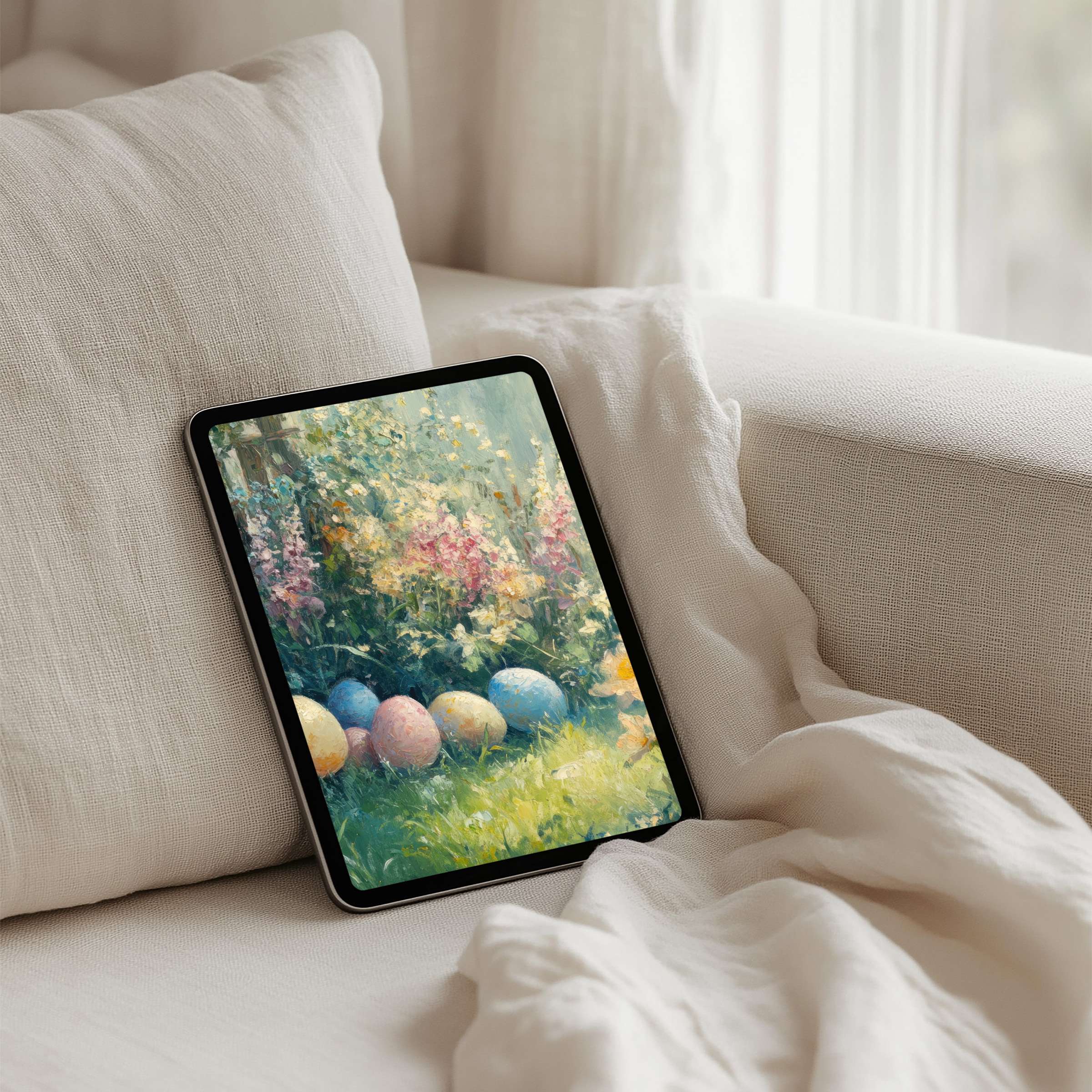 Serene floral iPad background for instant download on any tablet, offering calm inspiration and elegant digital design sustainability